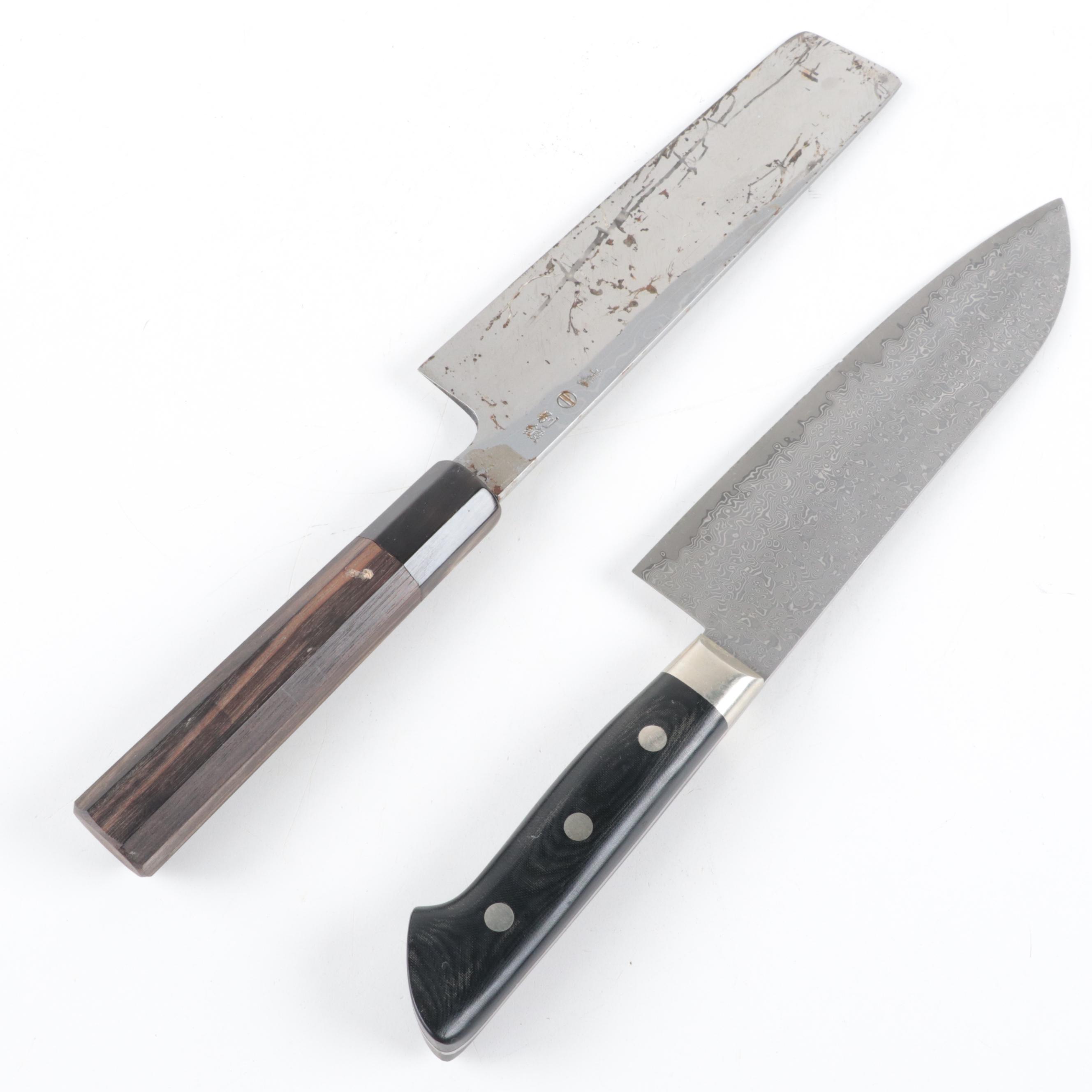 Japanese Carbon Steel Nakiri and Chef's Knives