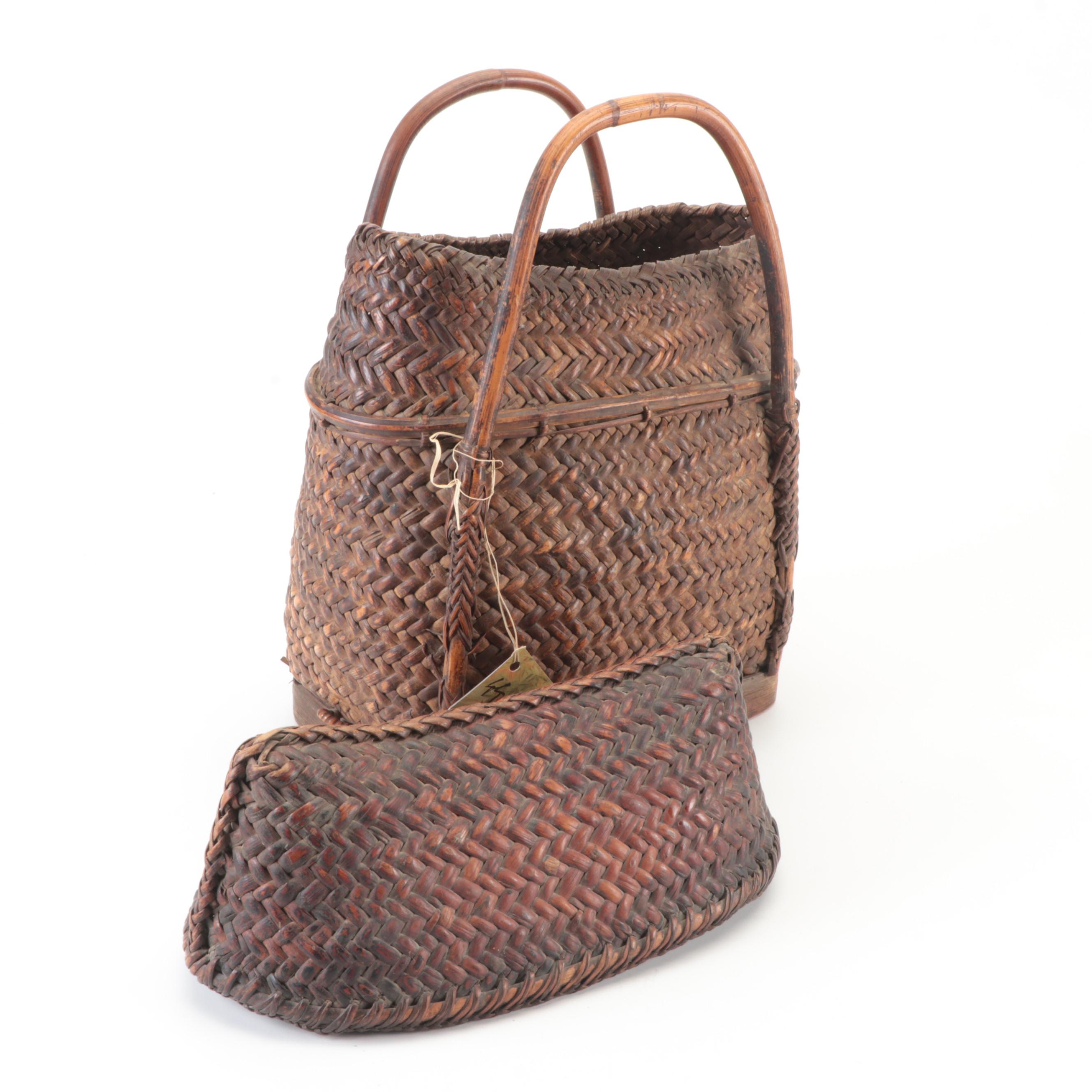 Filipino Woven Reed Carrying Basket, Early 20th Century