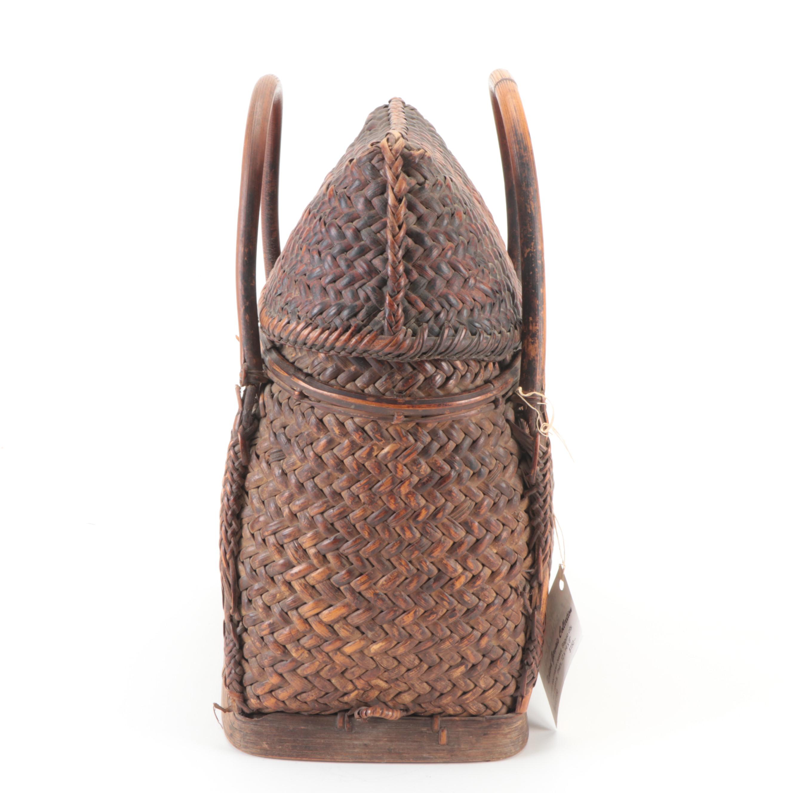 Filipino Woven Reed Carrying Basket, Early 20th Century