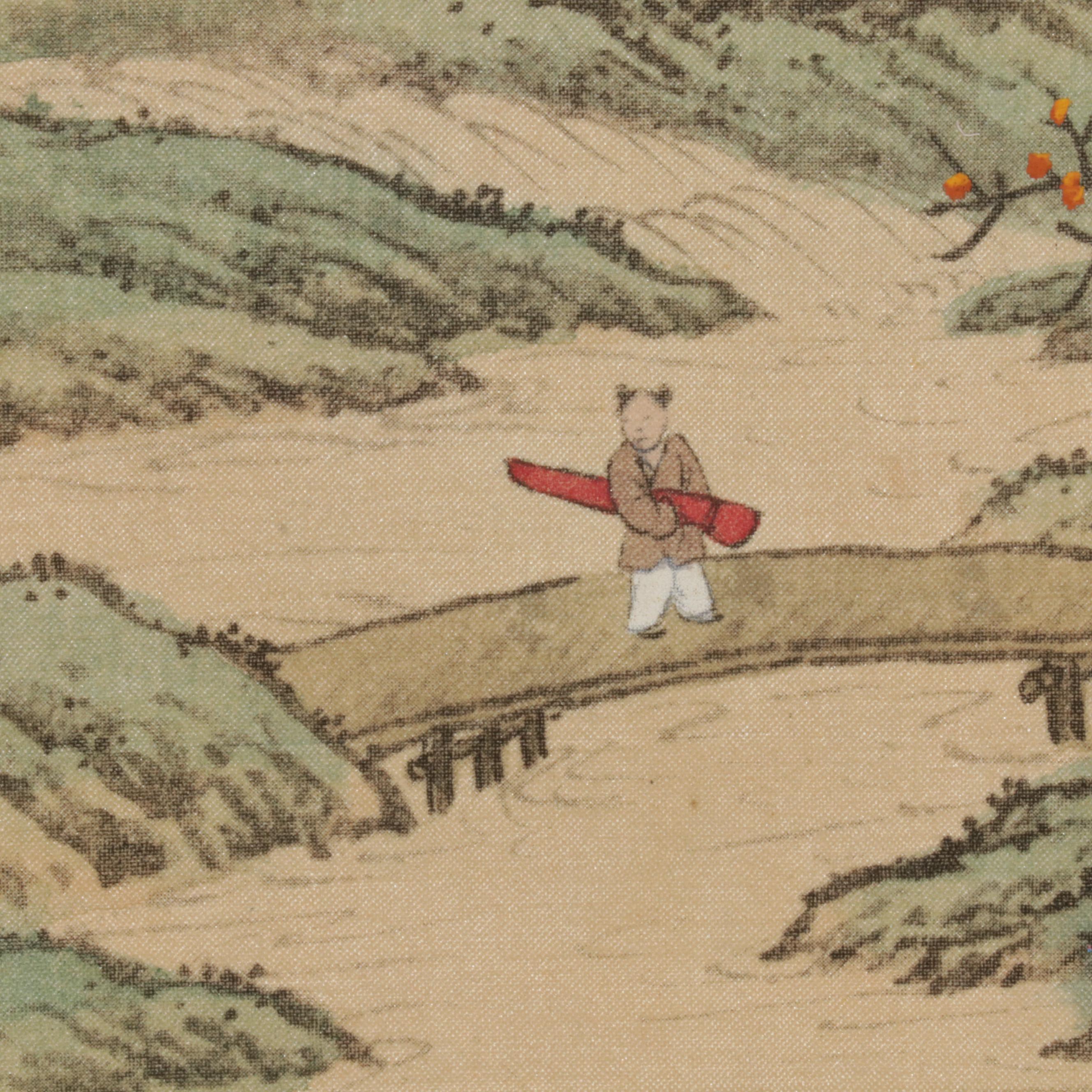 East Asian Watercolor and Gouache Painting Hanging Scrolls of Mountains