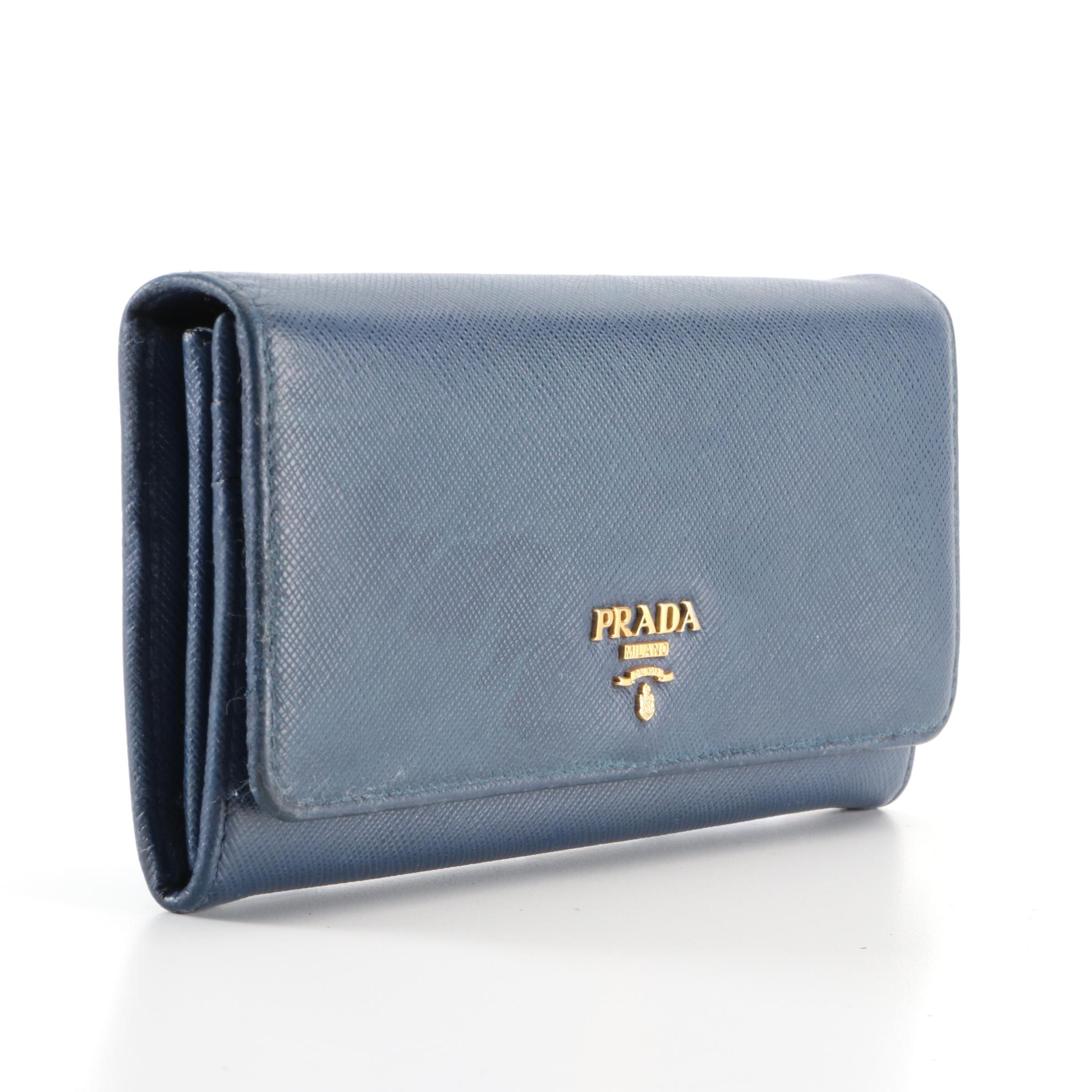 Prada Saffiano Leather Continental Wallet with Detachable ID Holder