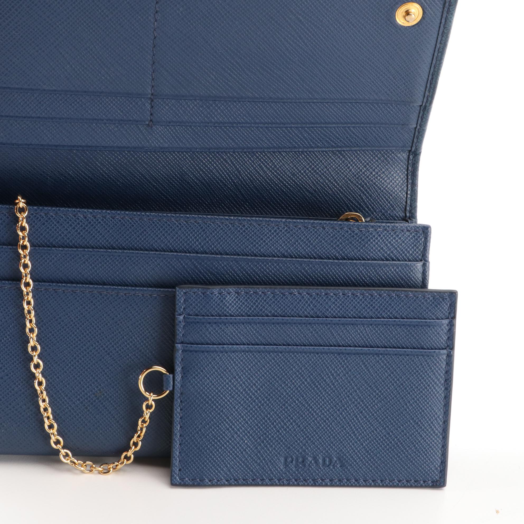Prada Saffiano Leather Continental Wallet with Detachable ID Holder