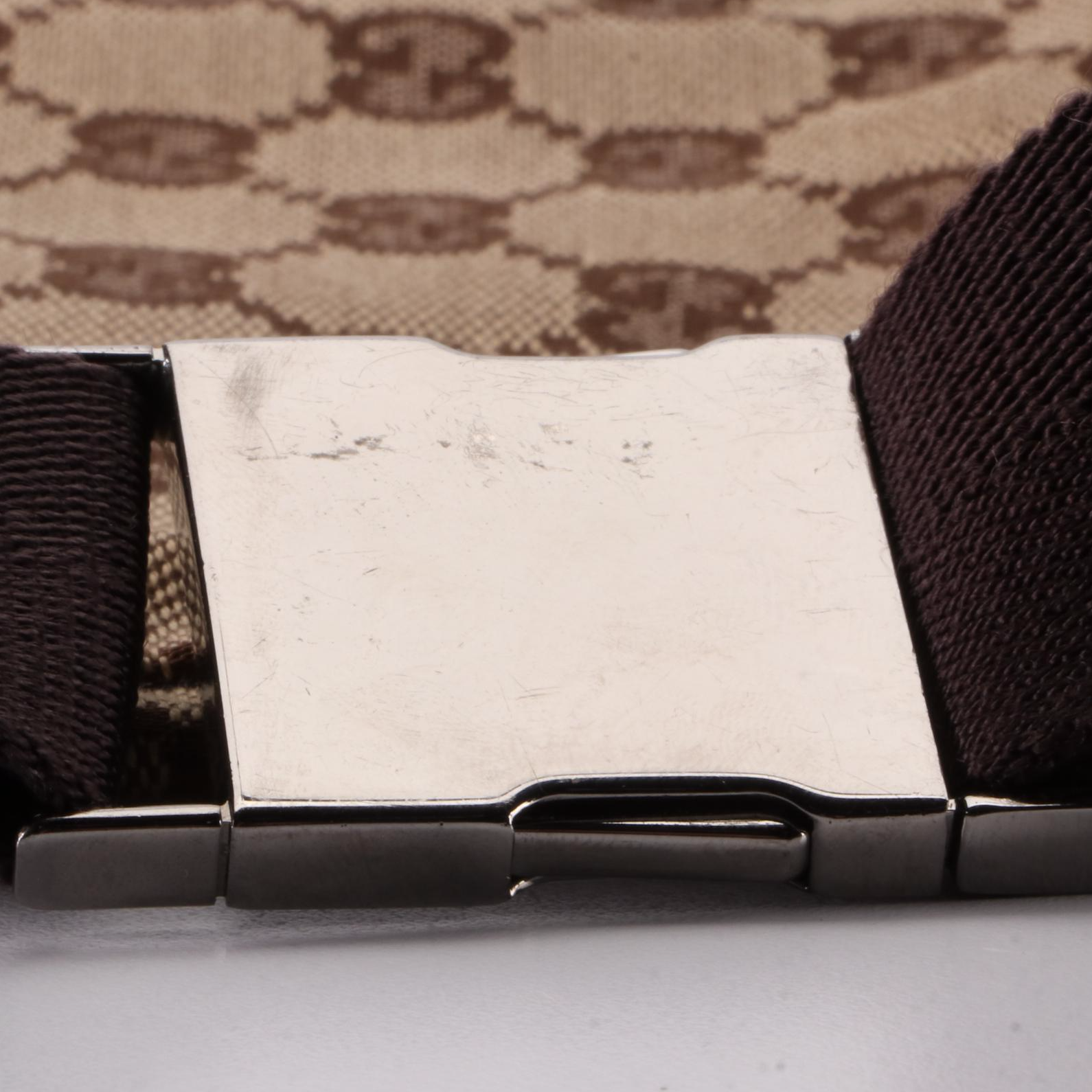 Gucci Belt Bag in GG Canvas and Dark Brown Leather