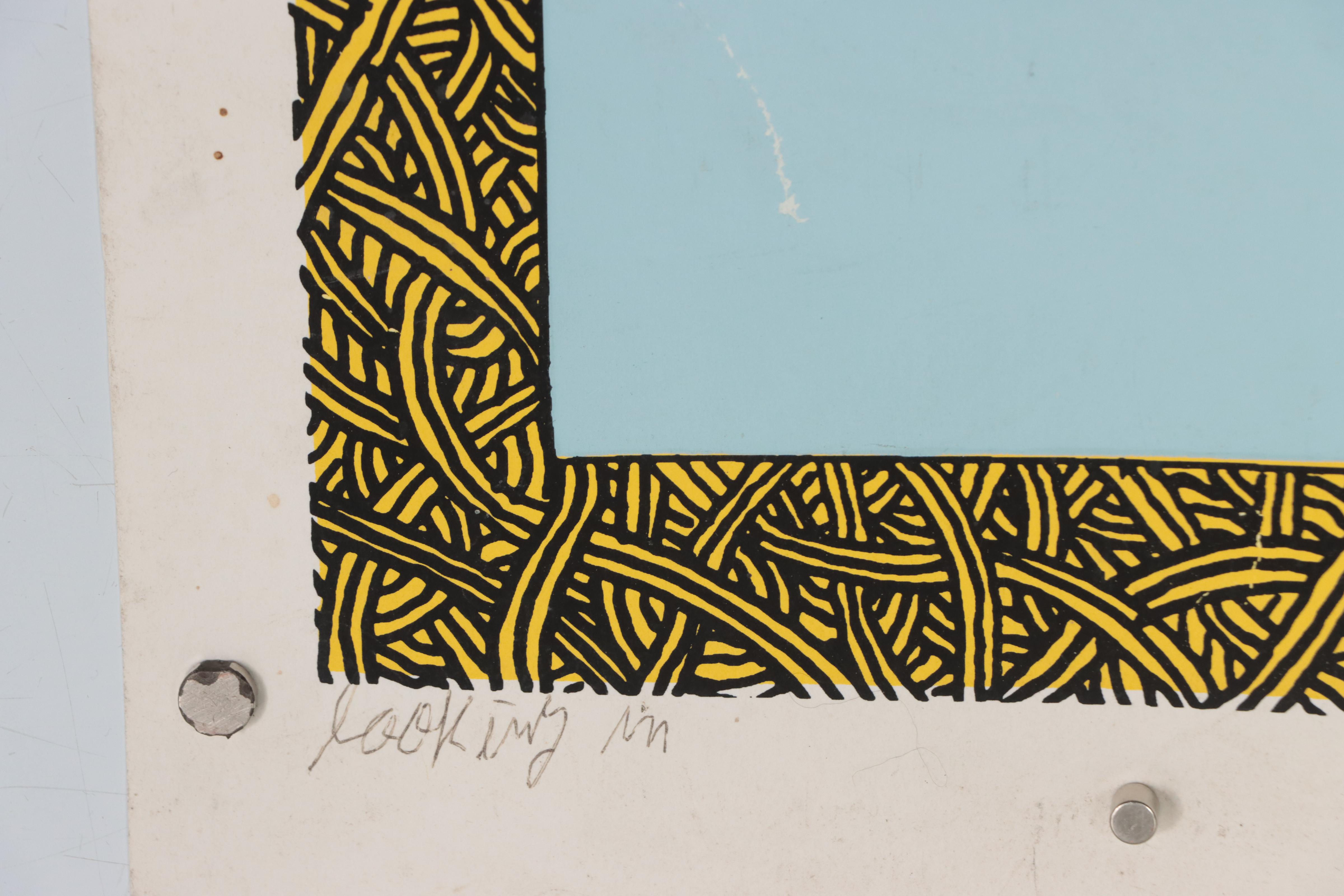 Howard Finster Folk Art Serigraph "Looking In," Circa 1989