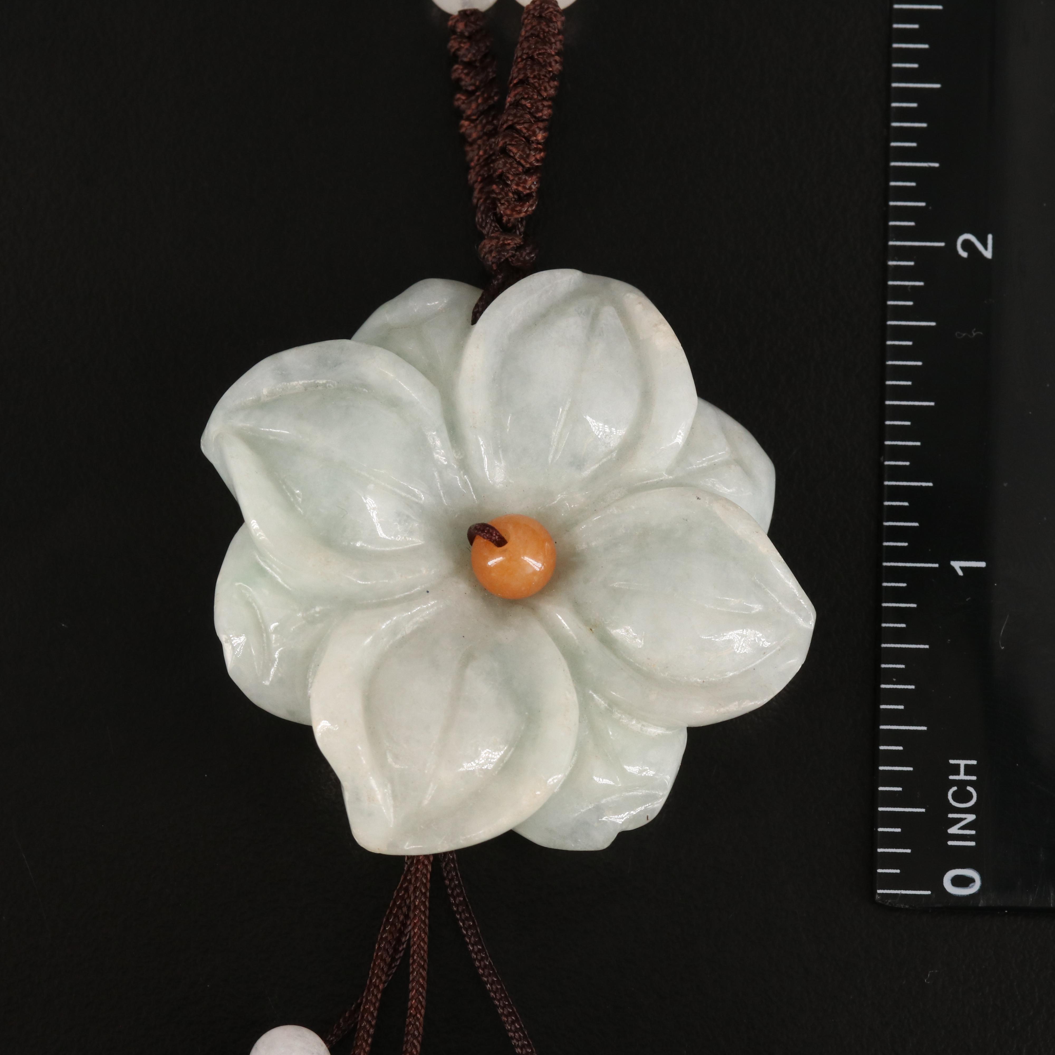 Carved Jadeite Flower Necklace
