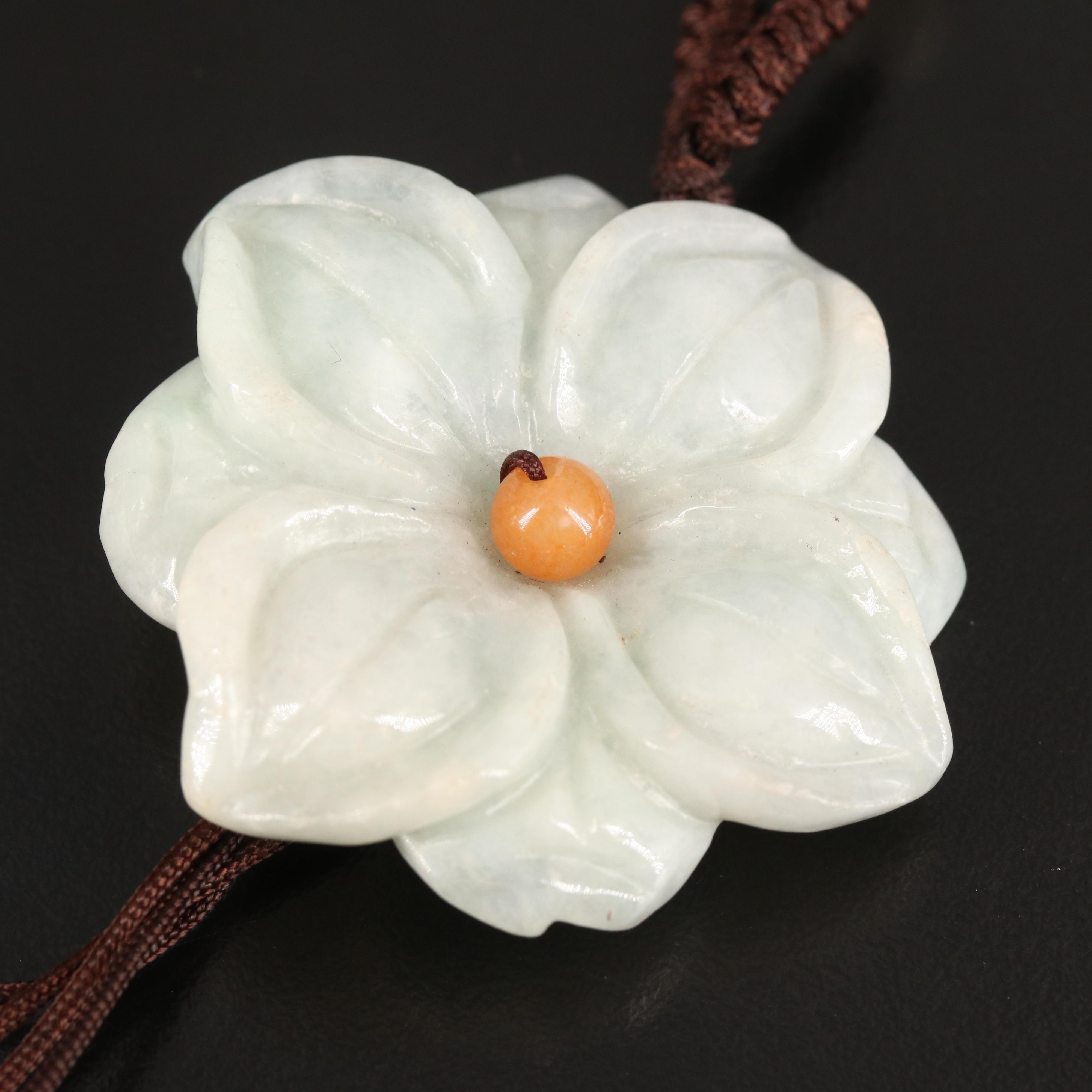 Carved Jadeite Flower Necklace