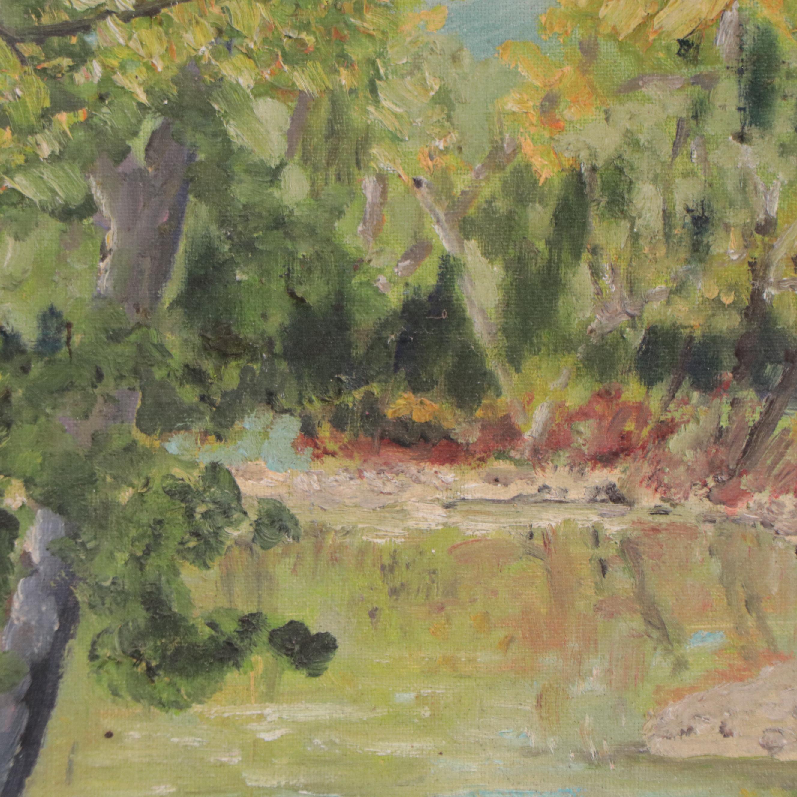 Susan Grier Oil Painting of Pond Landscape