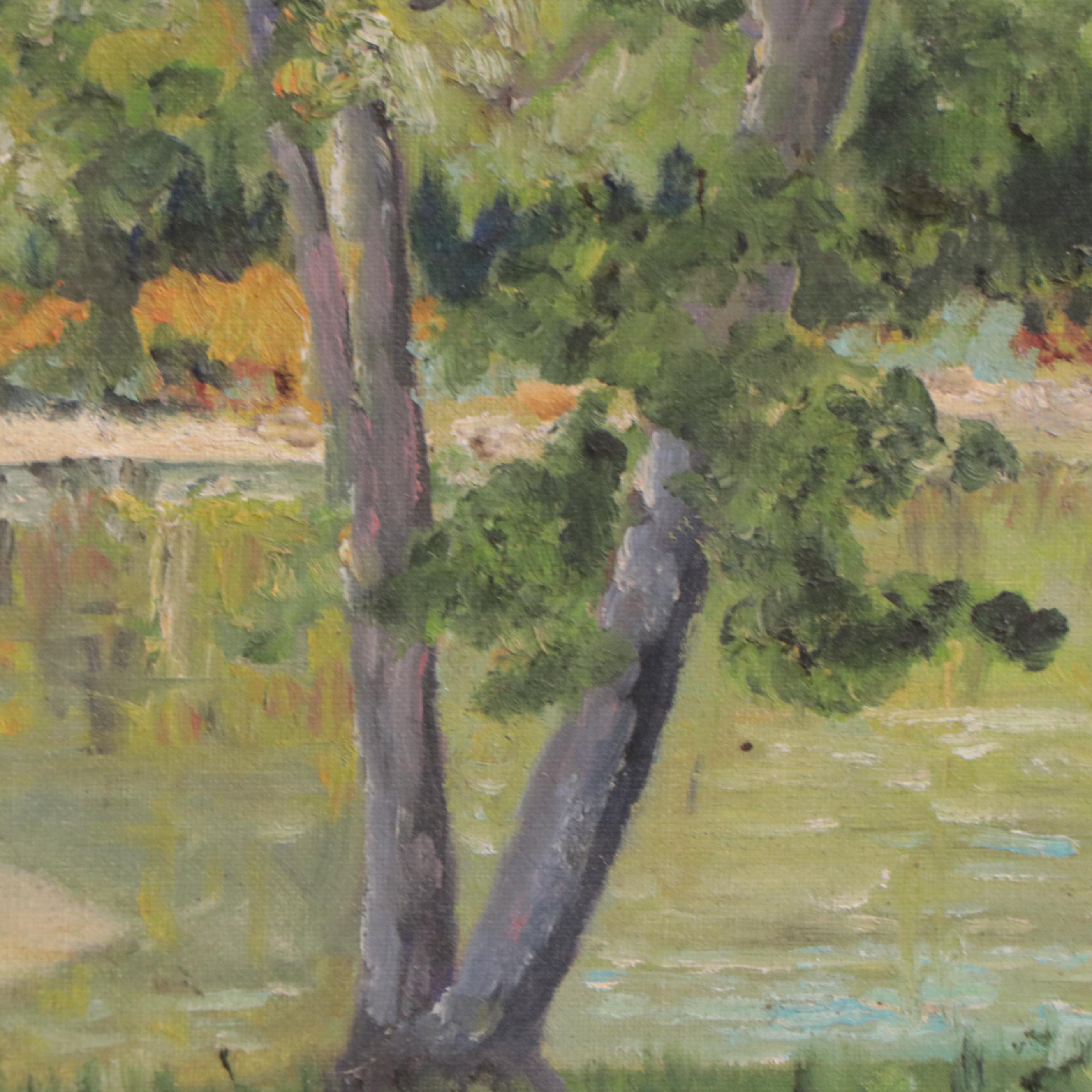 Susan Grier Oil Painting of Pond Landscape
