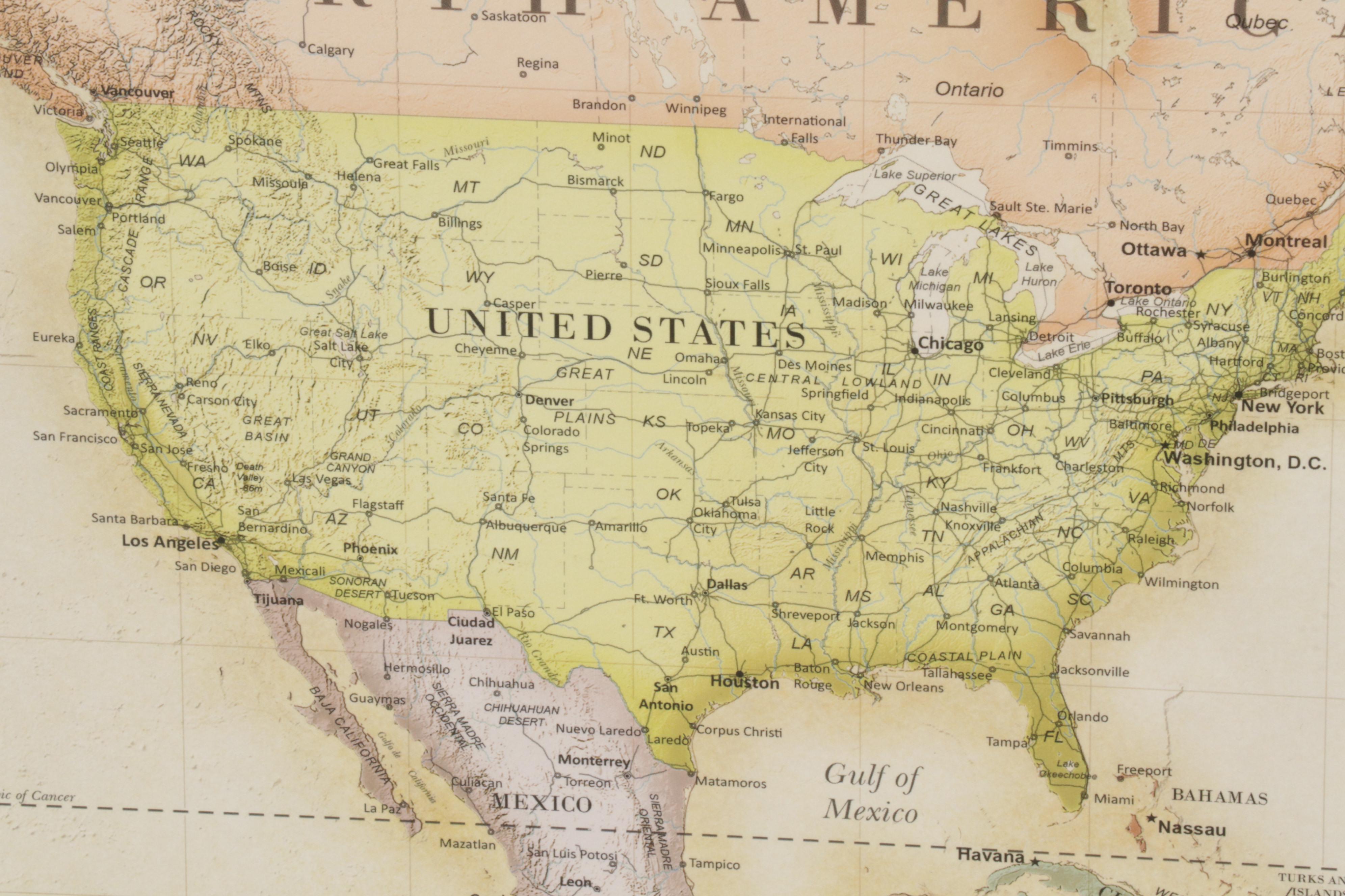 Magnetic World Map Offset Lithograph Wall Hanging, 21st Century