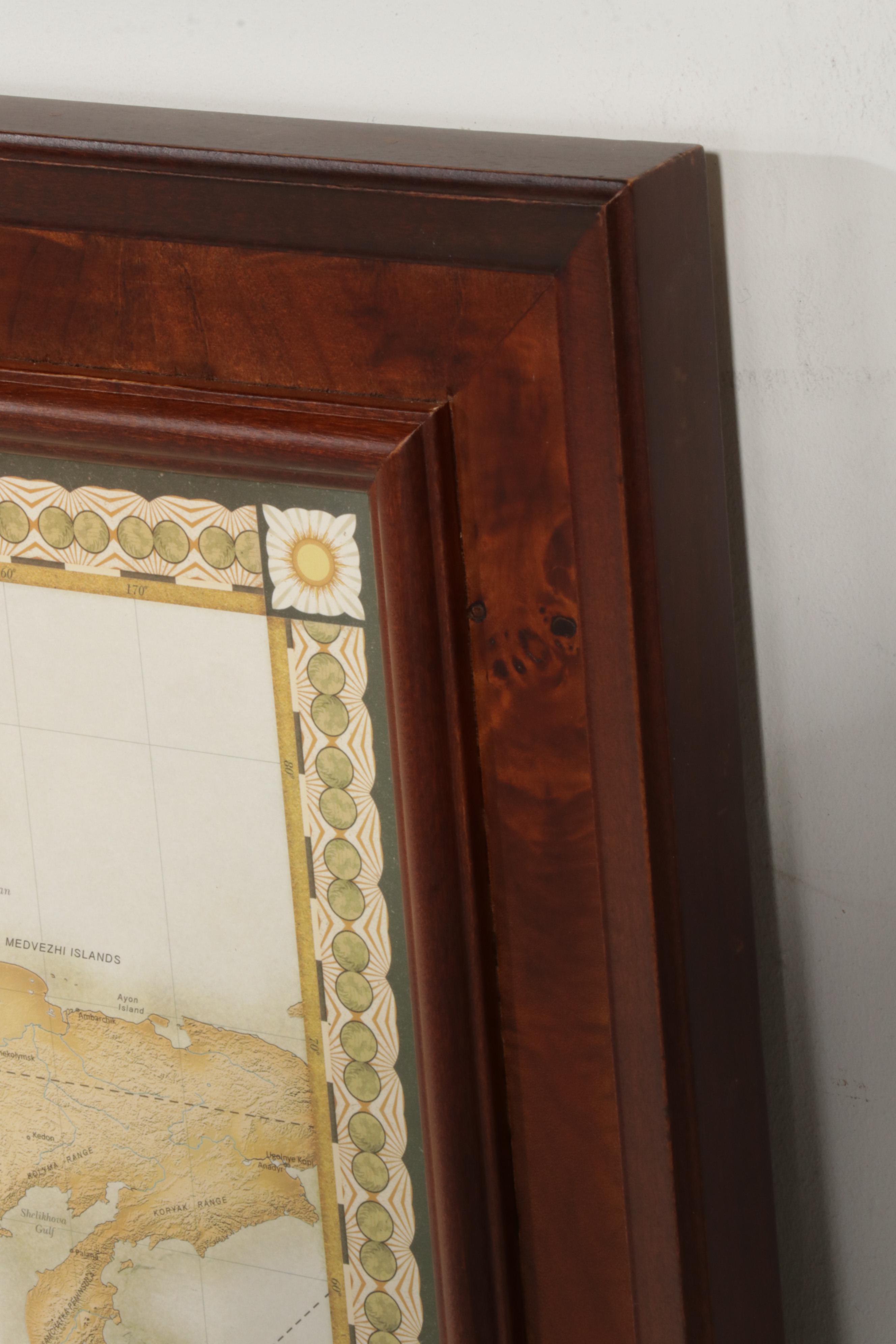 Magnetic World Map Offset Lithograph Wall Hanging, 21st Century