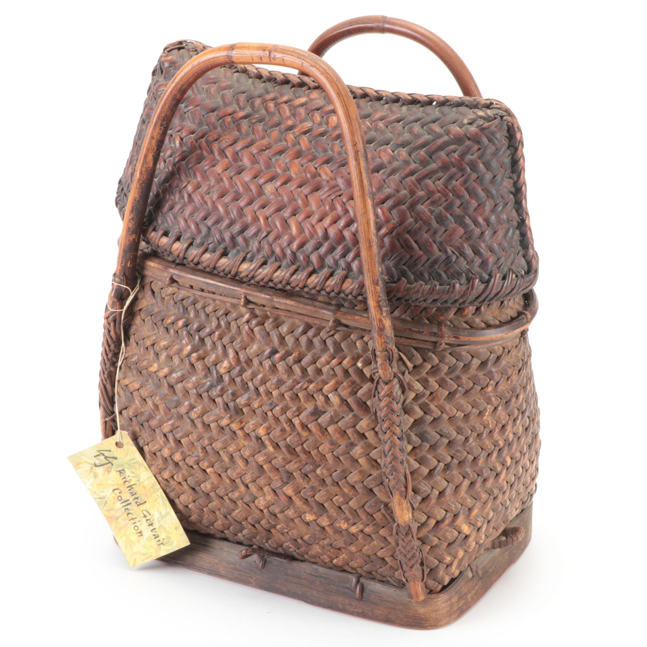 Filipino Woven Reed Carrying Basket, Early 20th Century