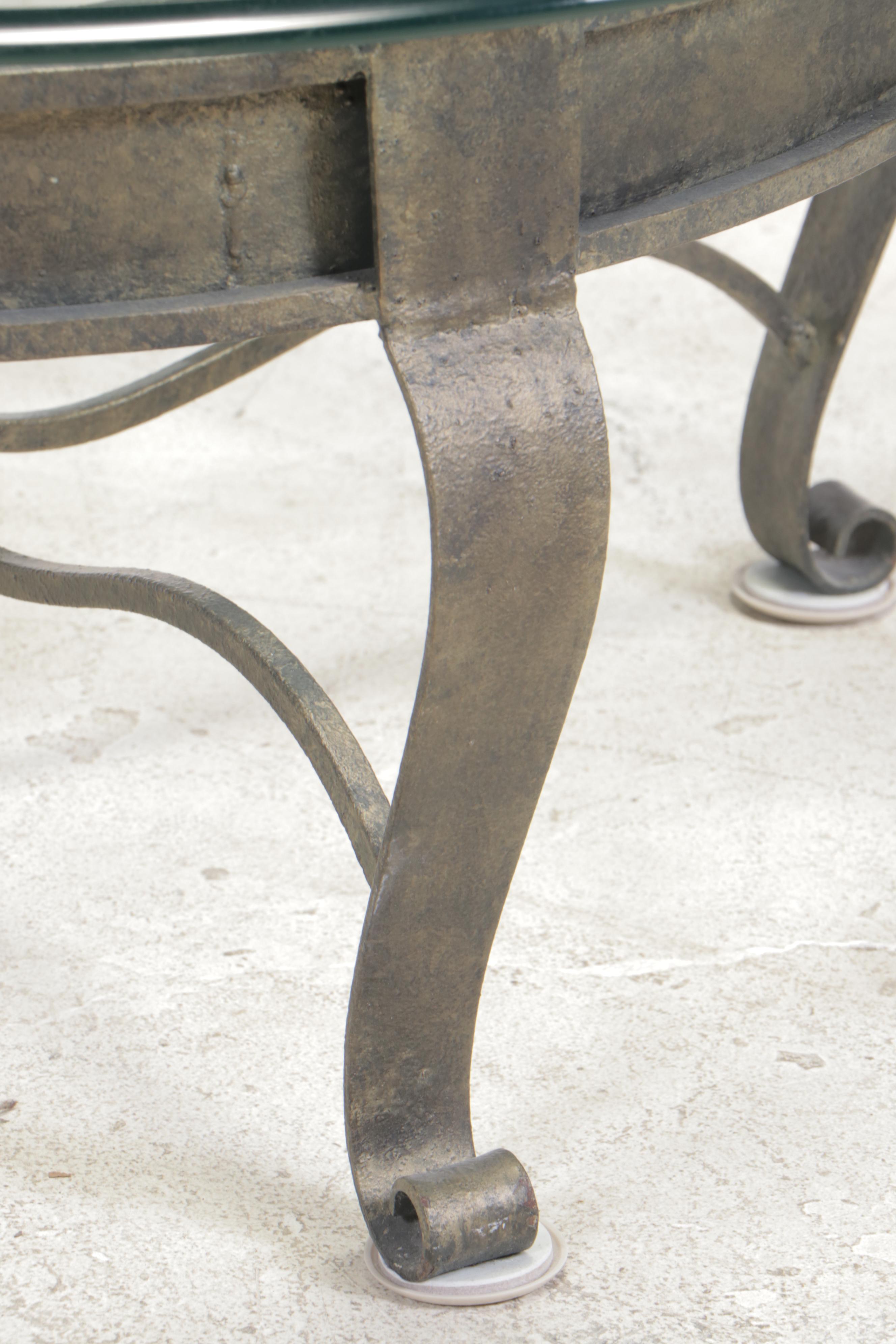 Gilt Iron and Glass Top Coffee Table