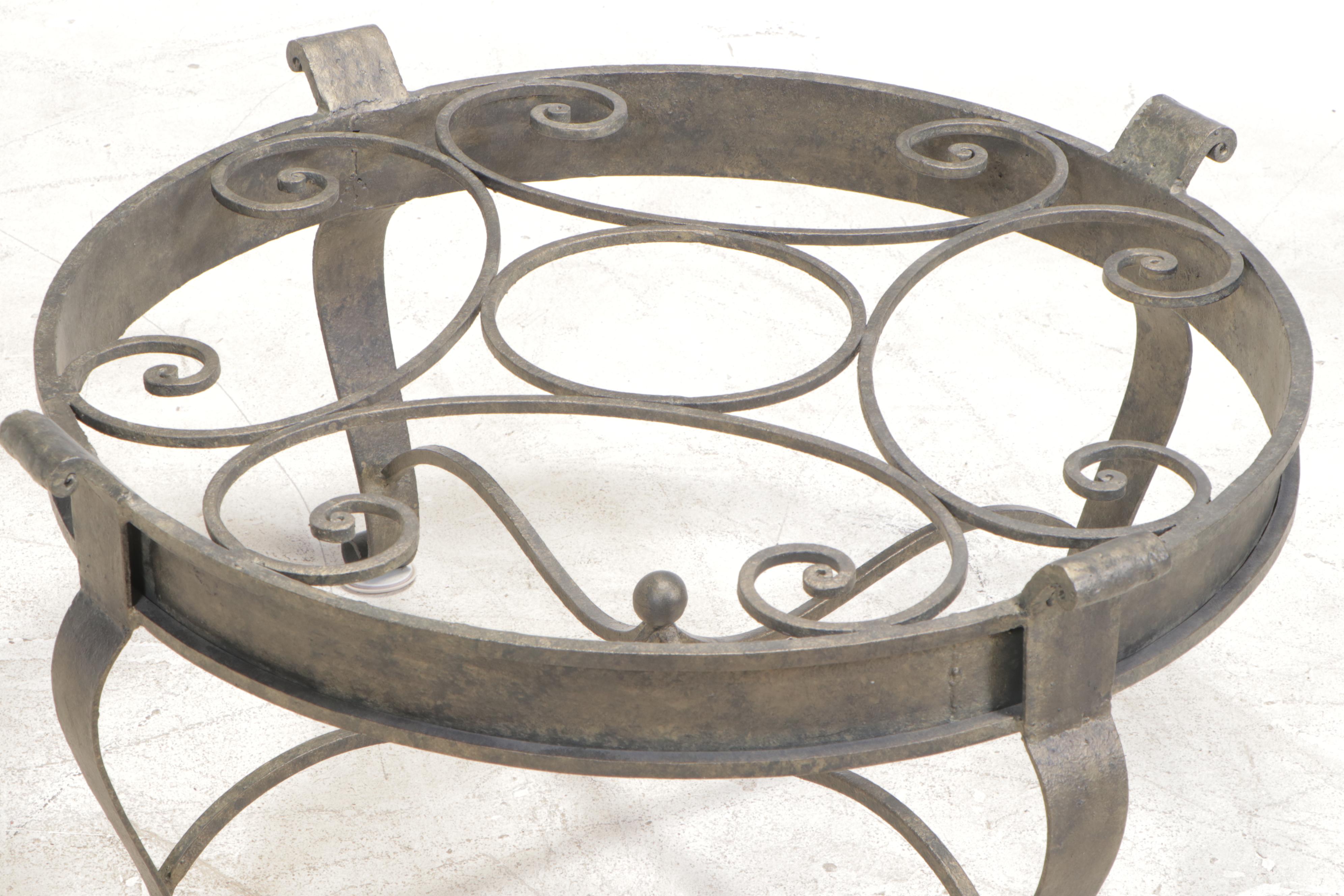 Gilt Iron and Glass Top Coffee Table
