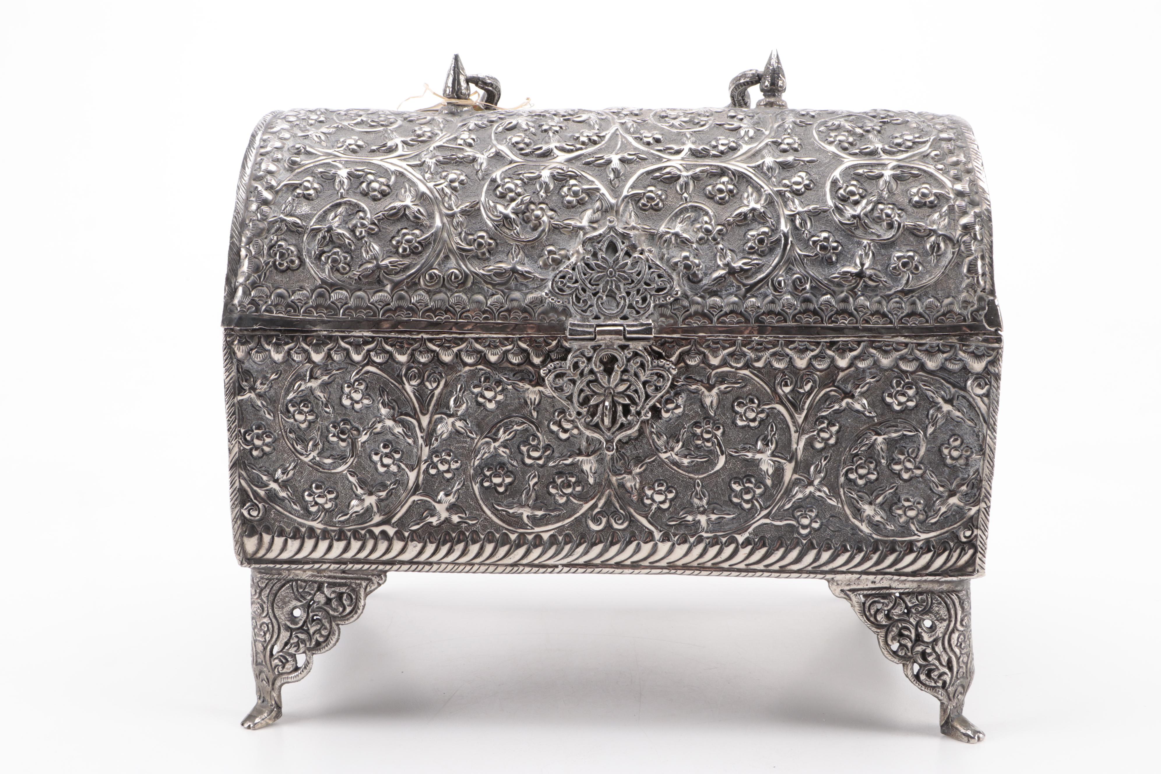 Indo-Persian Silvered Metal Dowry Chest