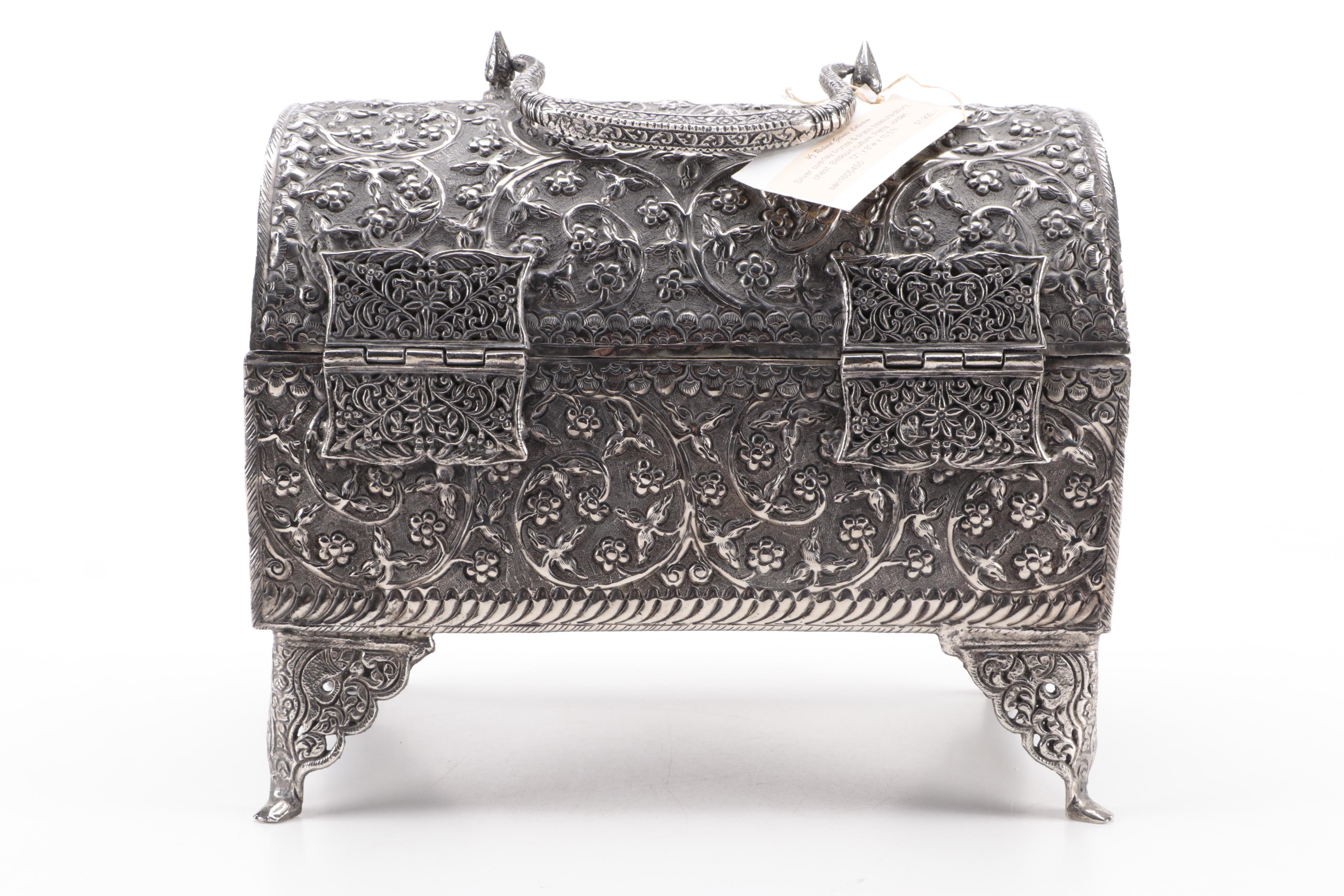 Indo-Persian Silvered Metal Dowry Chest