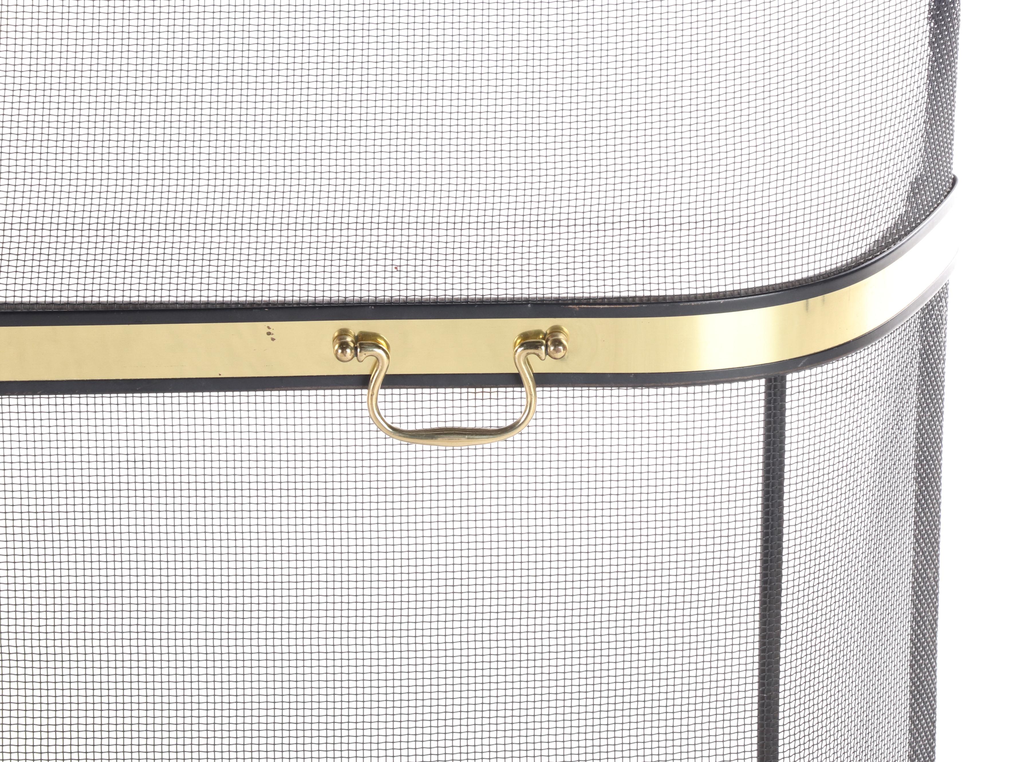 Wire Mesh Fireplace Screen with Tool Set and Leather Gloves