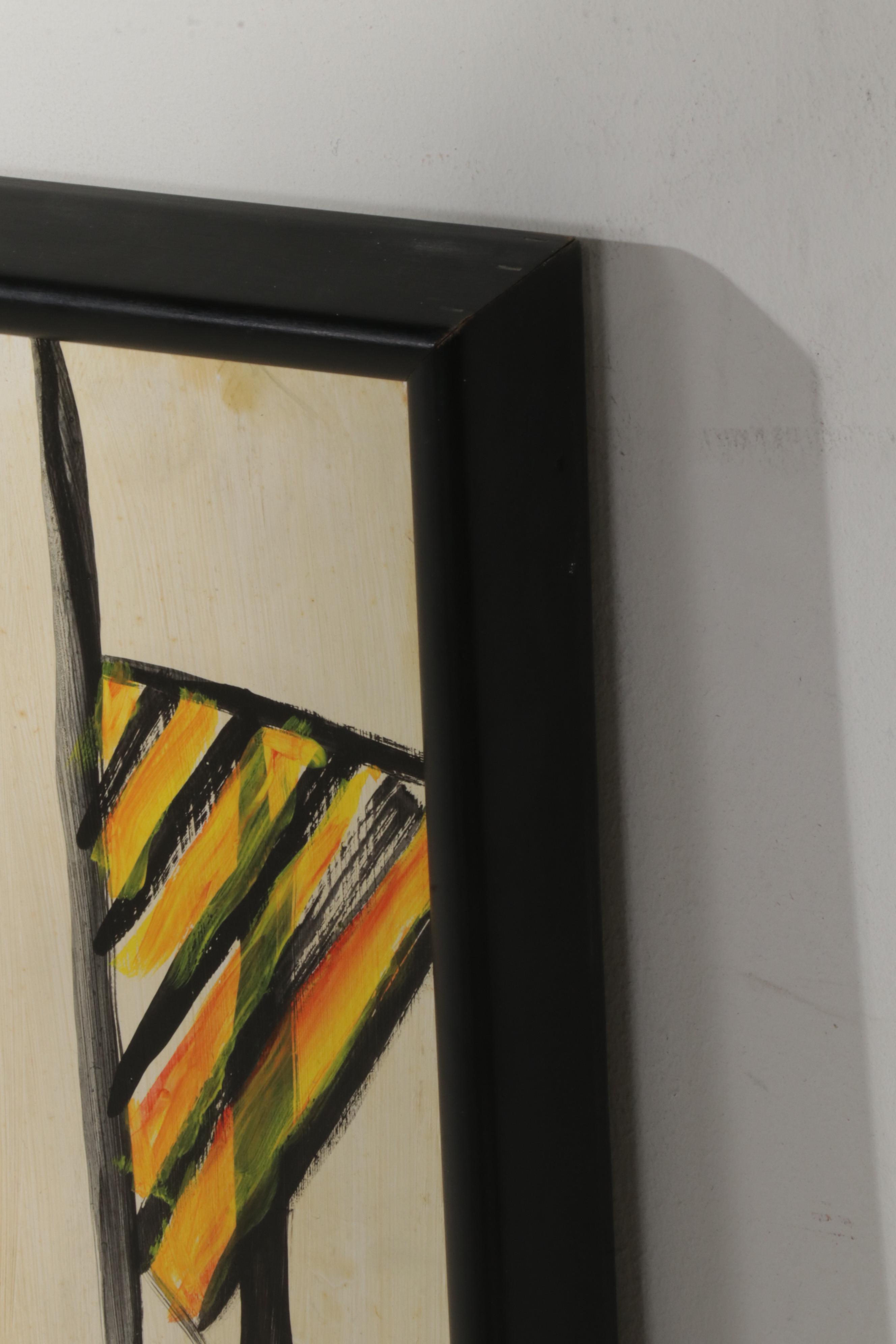 Frances Luckoff Mixed Media Painting of Boats in Harbor, Late 20th Century