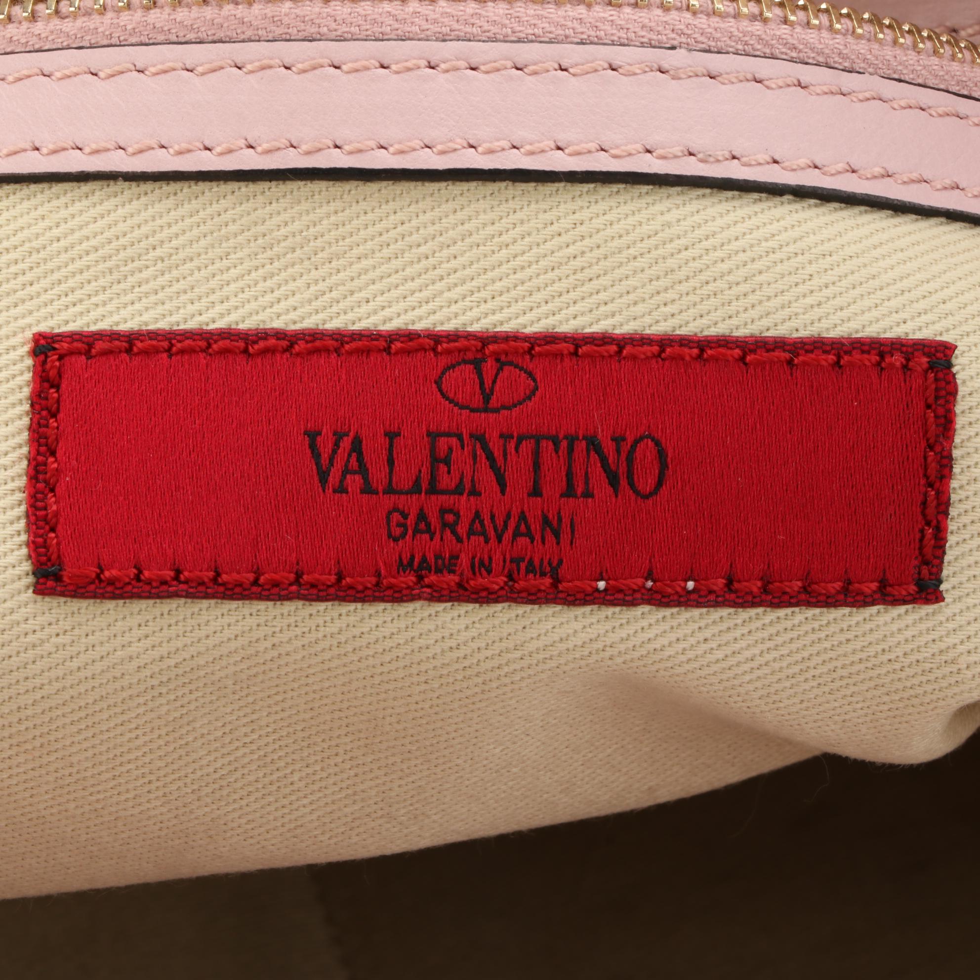 Valentino Rockstud Small Two-Way Tote in Pink Leather