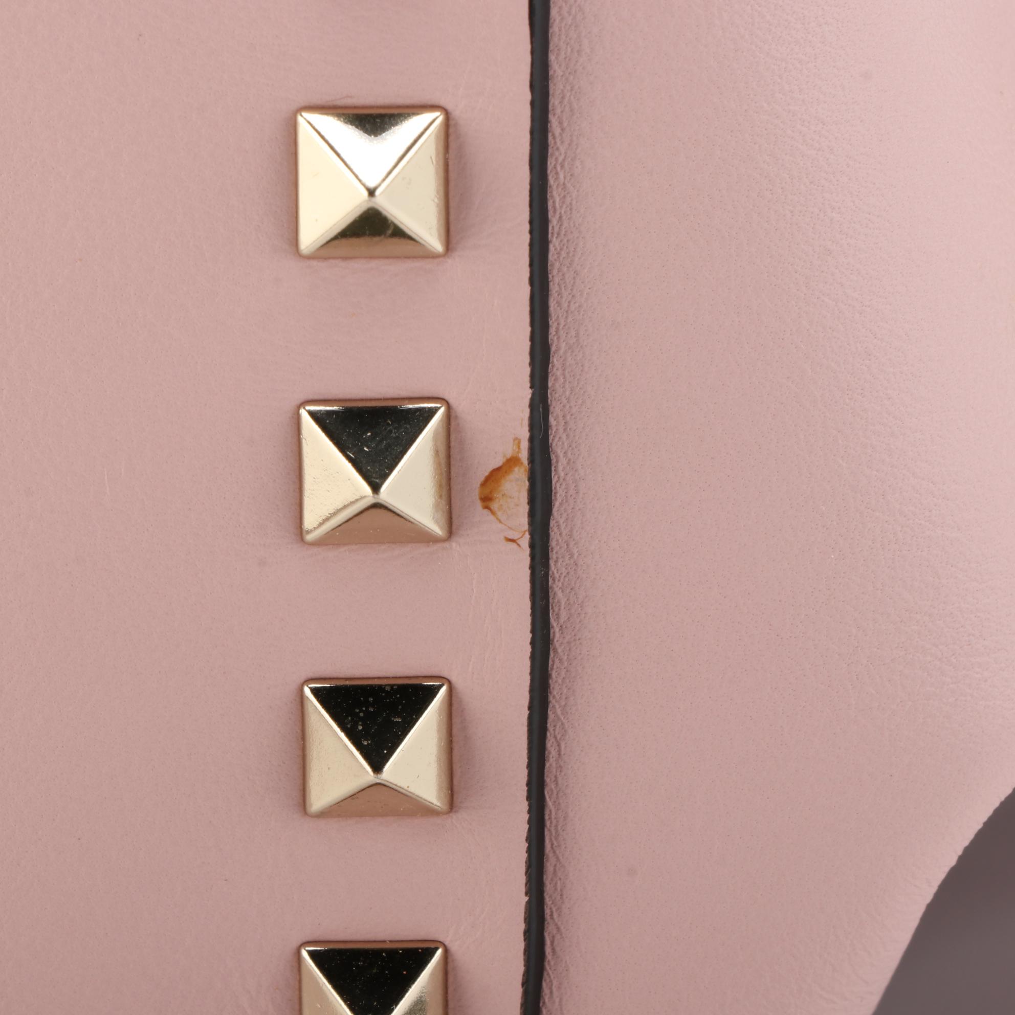 Valentino Rockstud Small Two-Way Tote in Pink Leather