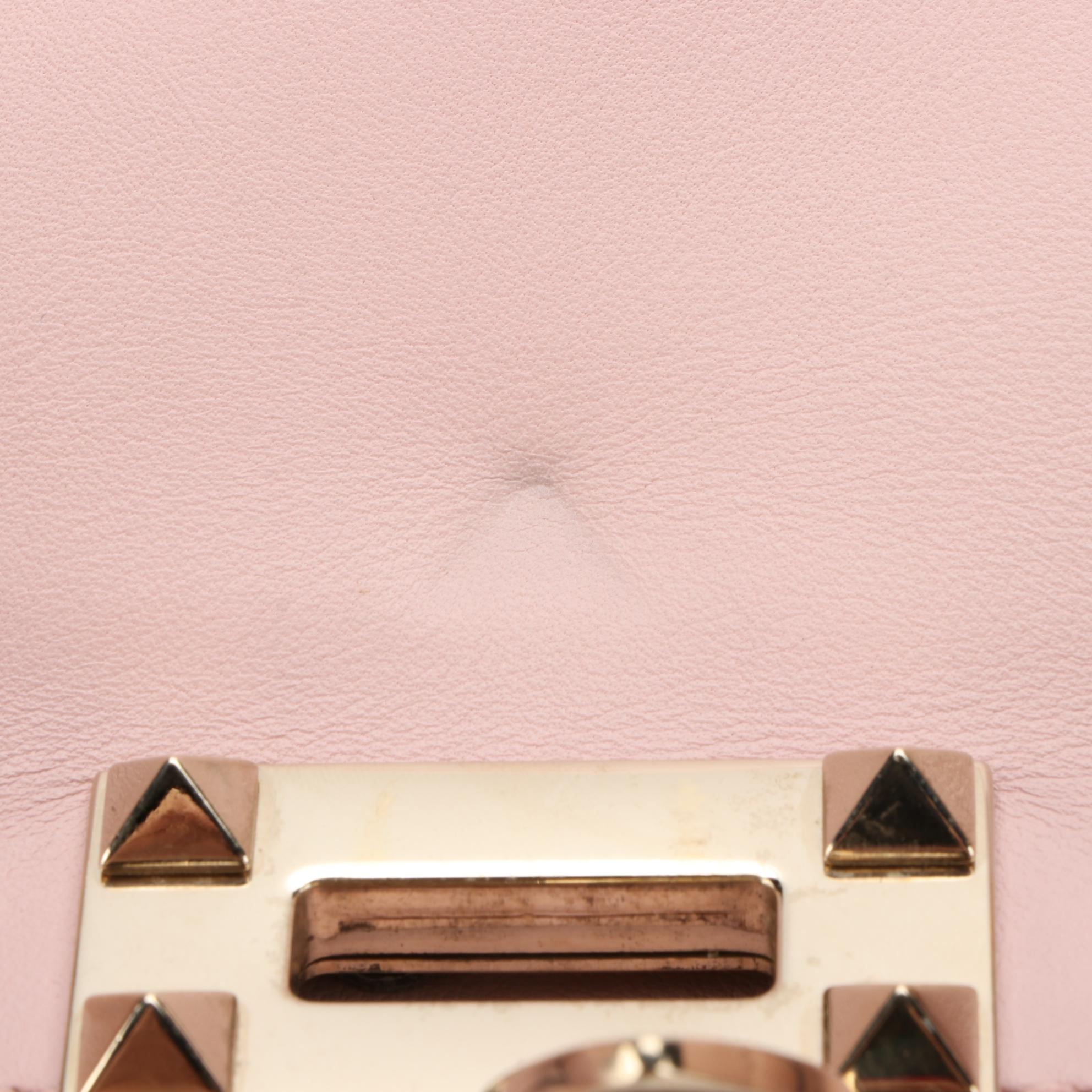 Valentino Rockstud Small Two-Way Tote in Pink Leather