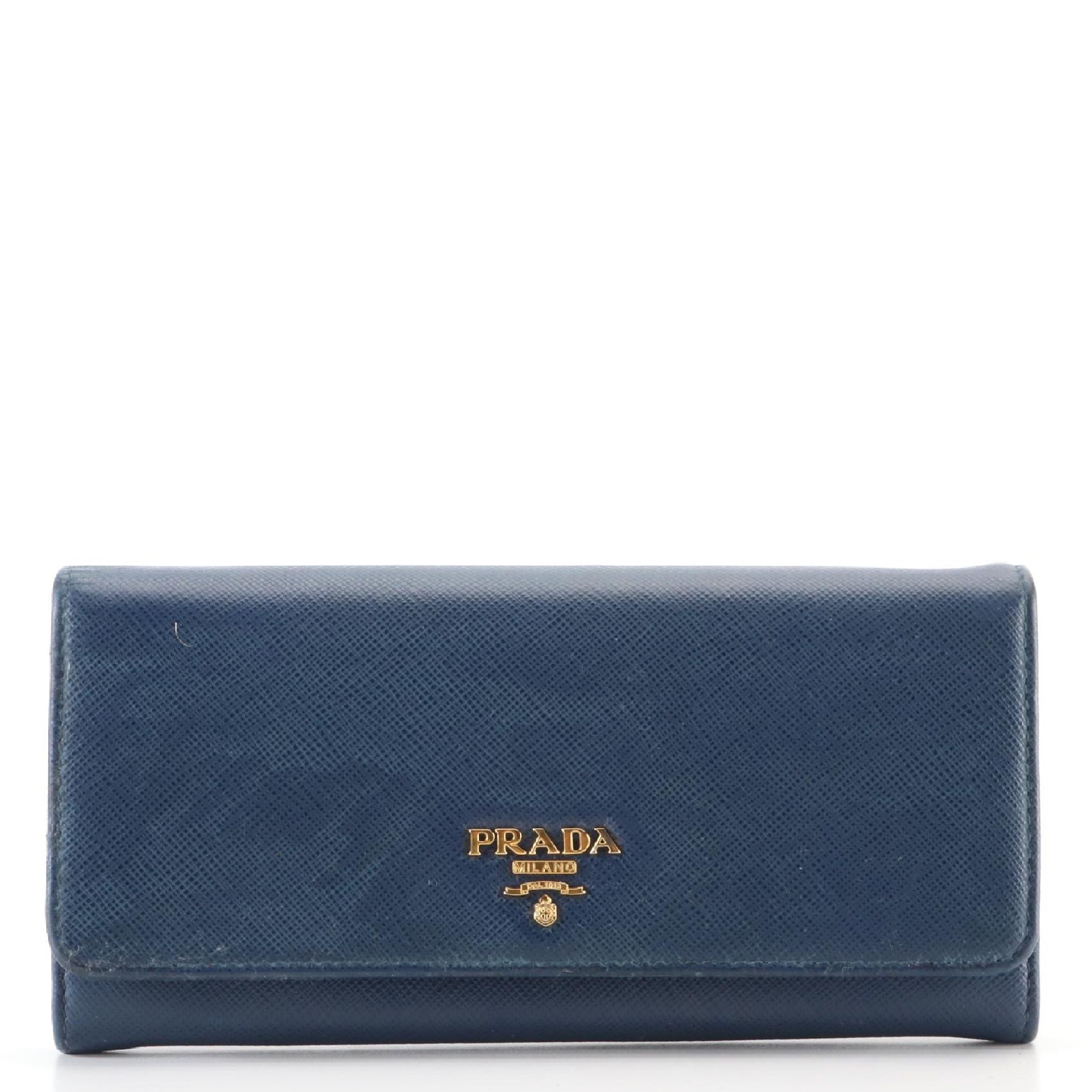 Prada Saffiano Leather Continental Wallet with Detachable ID Holder
