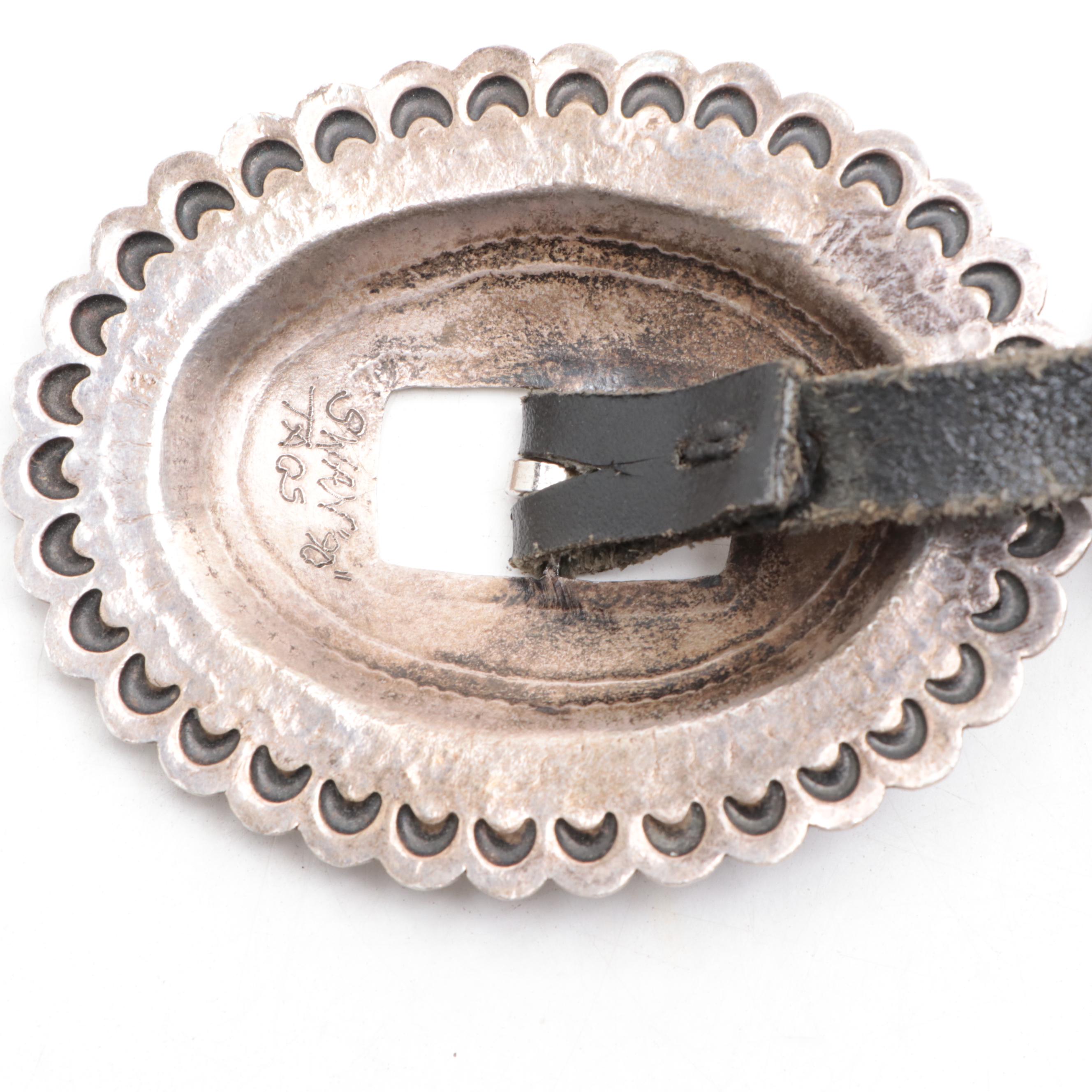 Southwestern Style Sterling Silver Concho Leather Belt