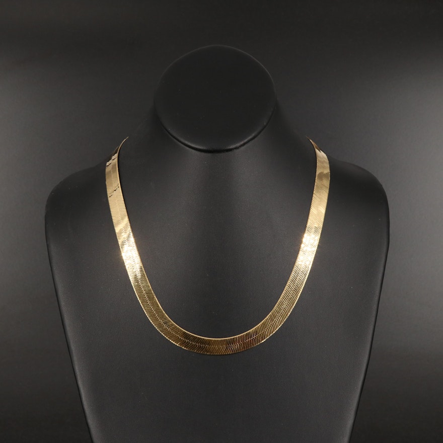 14K Herringbone Chain Necklace