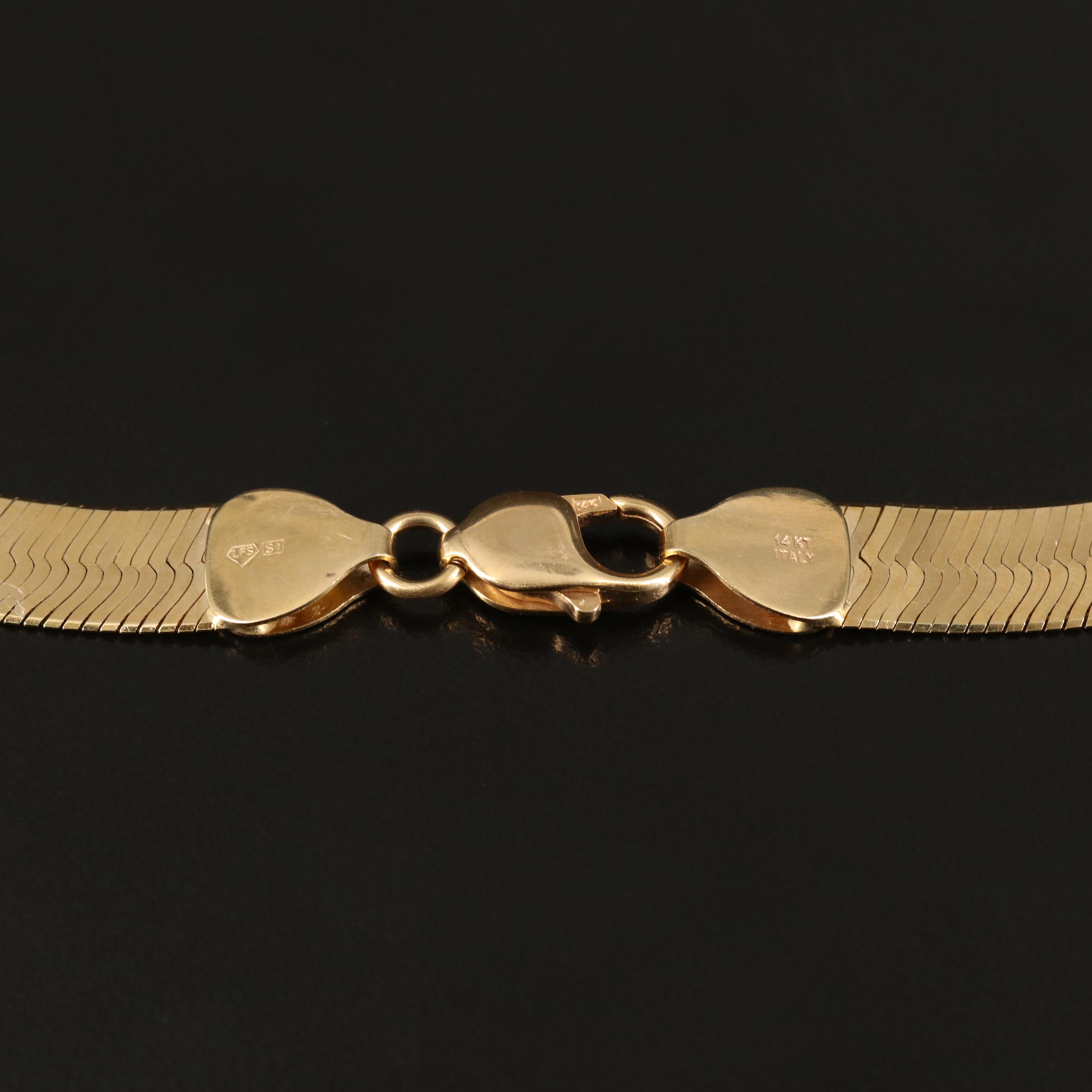 14K Herringbone Chain Necklace