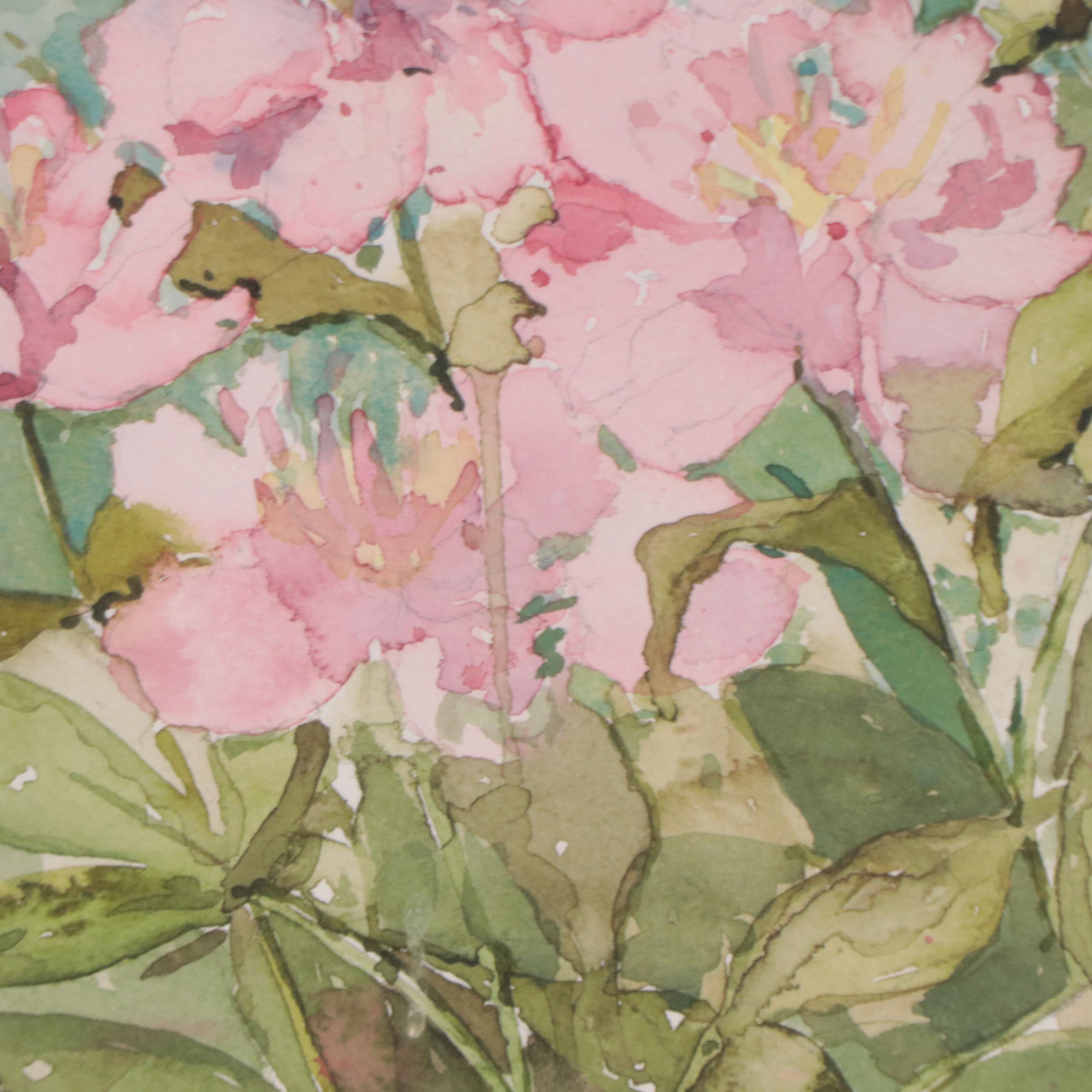 Susan Grier Watercolor Painting of Flowers, Late 20th Century