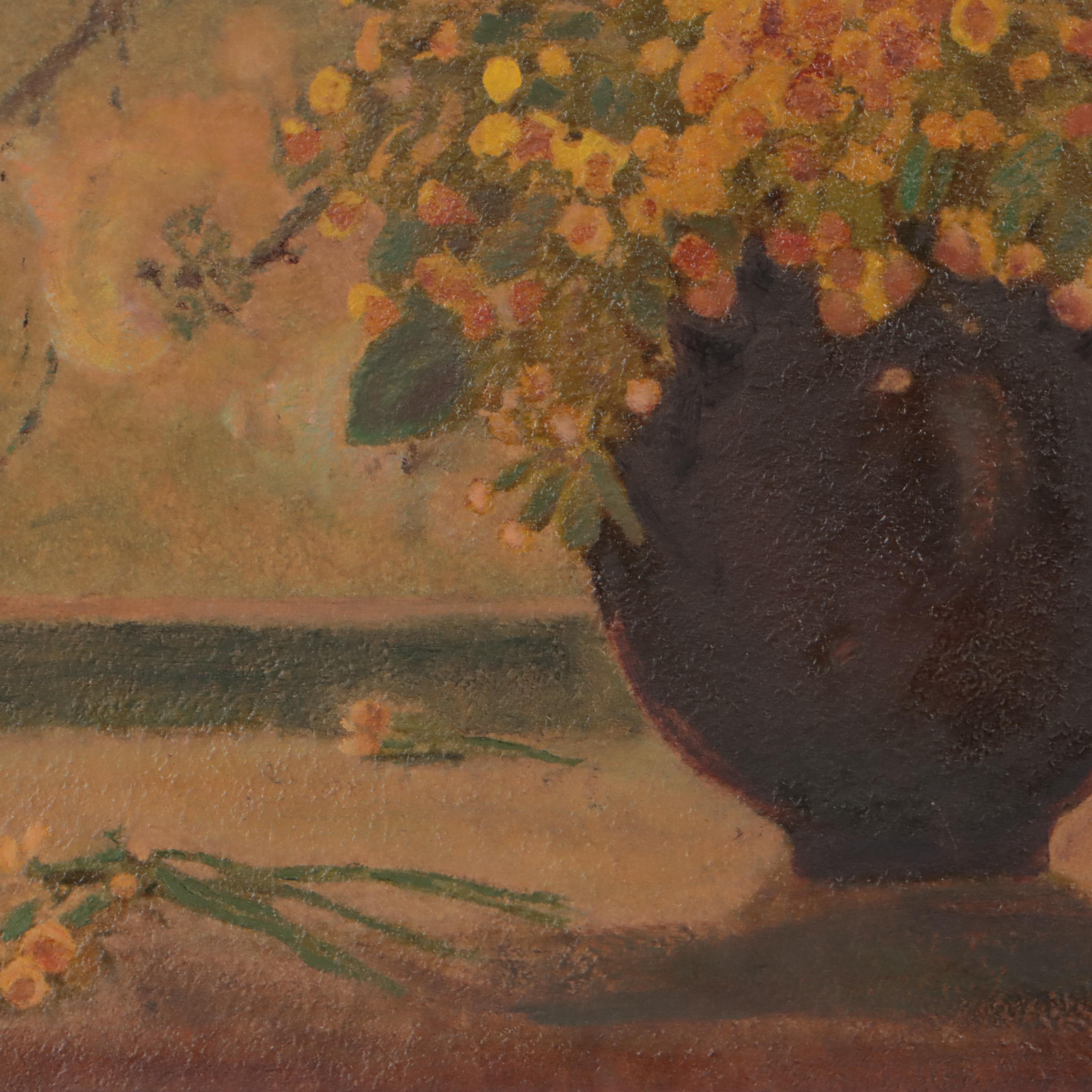 Embellished Lithograph After Jacques Bille of Floral Still Life "Primula Veris"