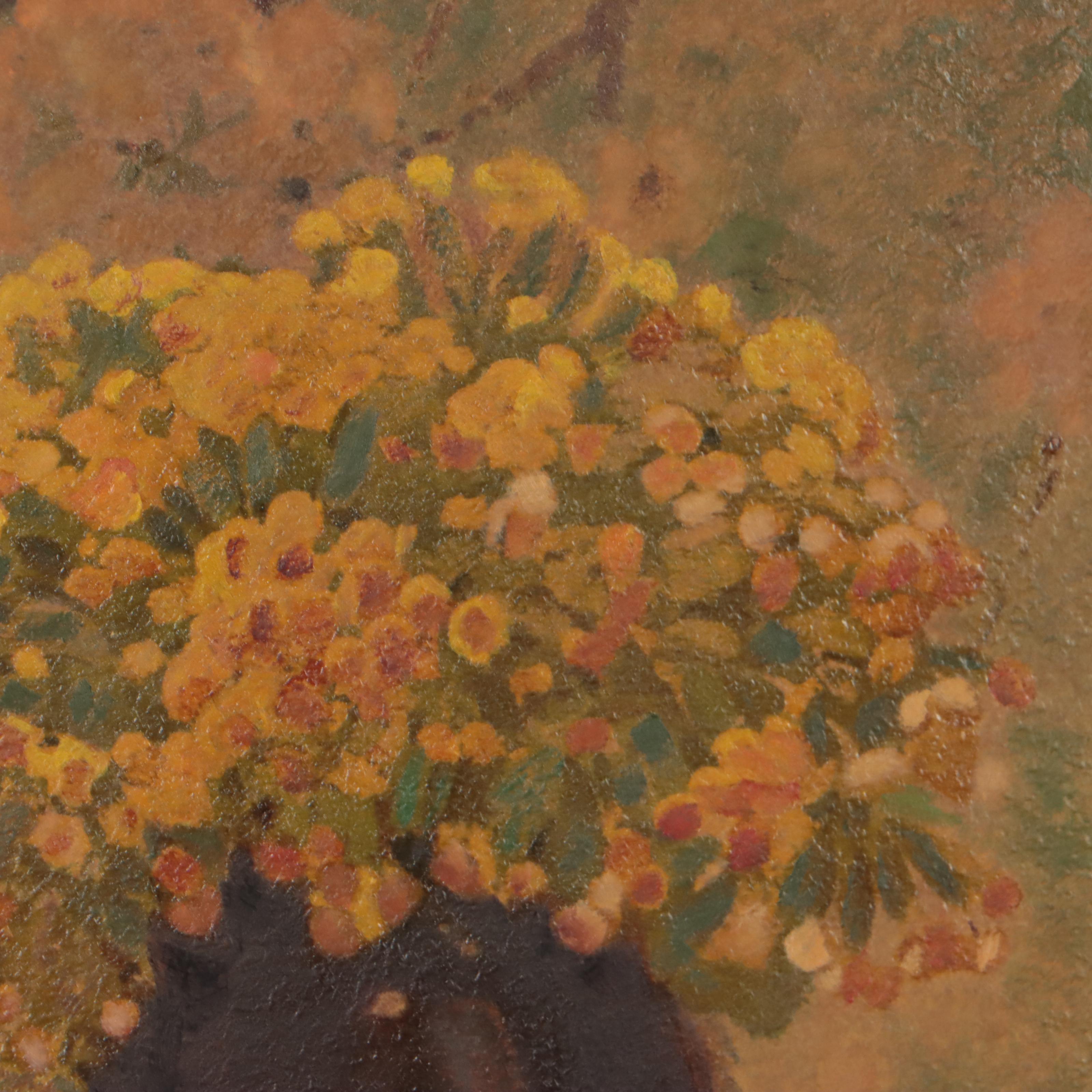 Embellished Lithograph After Jacques Bille of Floral Still Life "Primula Veris"