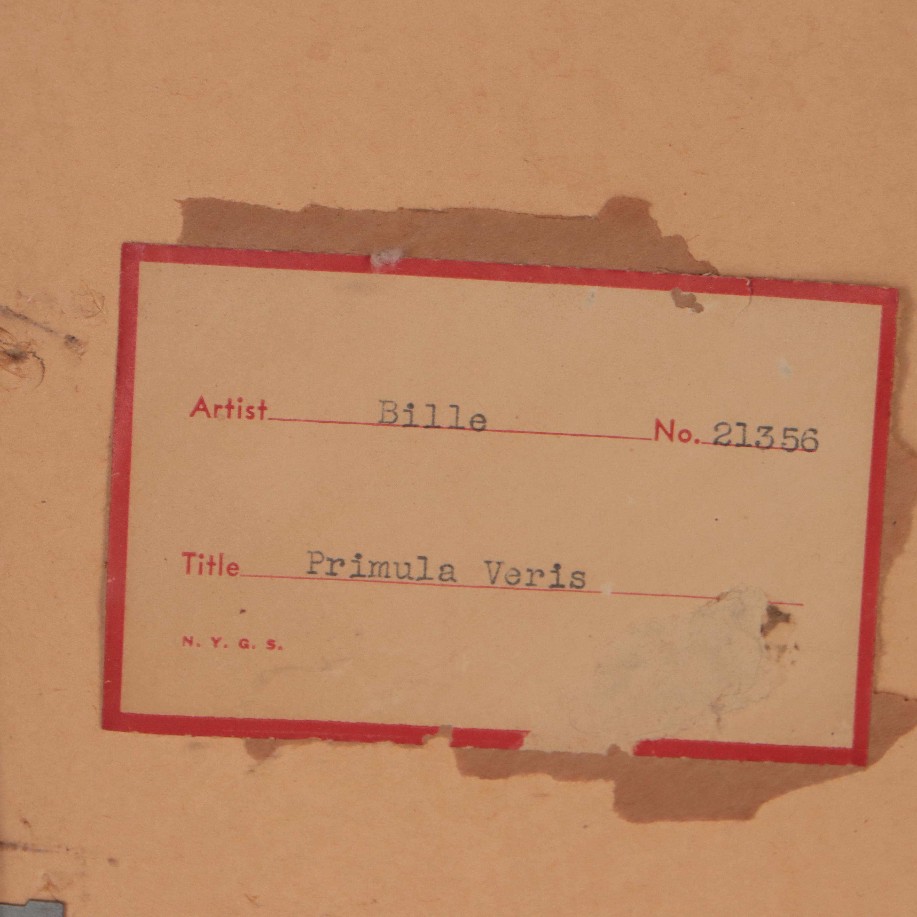 Embellished Lithograph After Jacques Bille of Floral Still Life "Primula Veris"