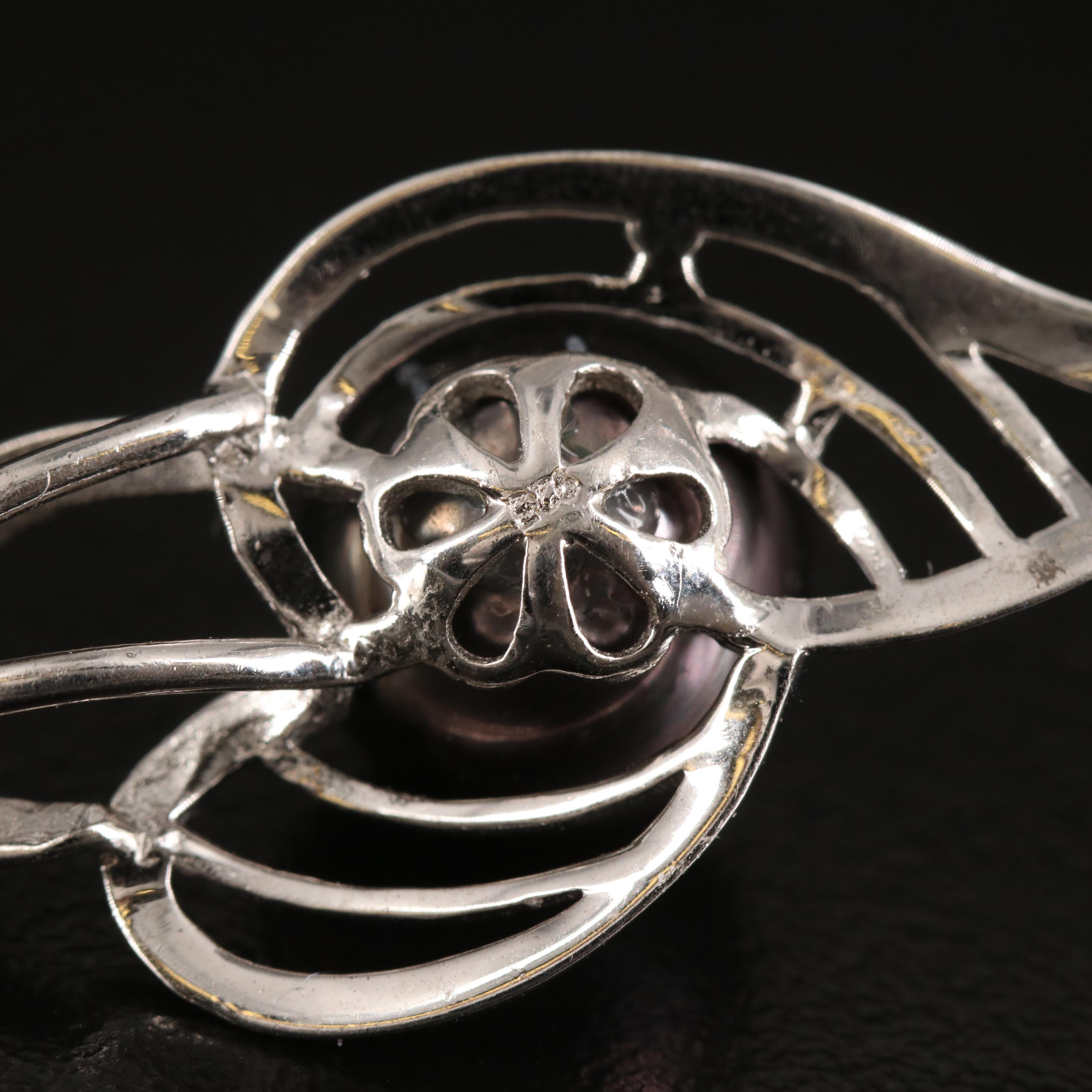 Pearl Pendant on Bead Station Necklace in Sterling