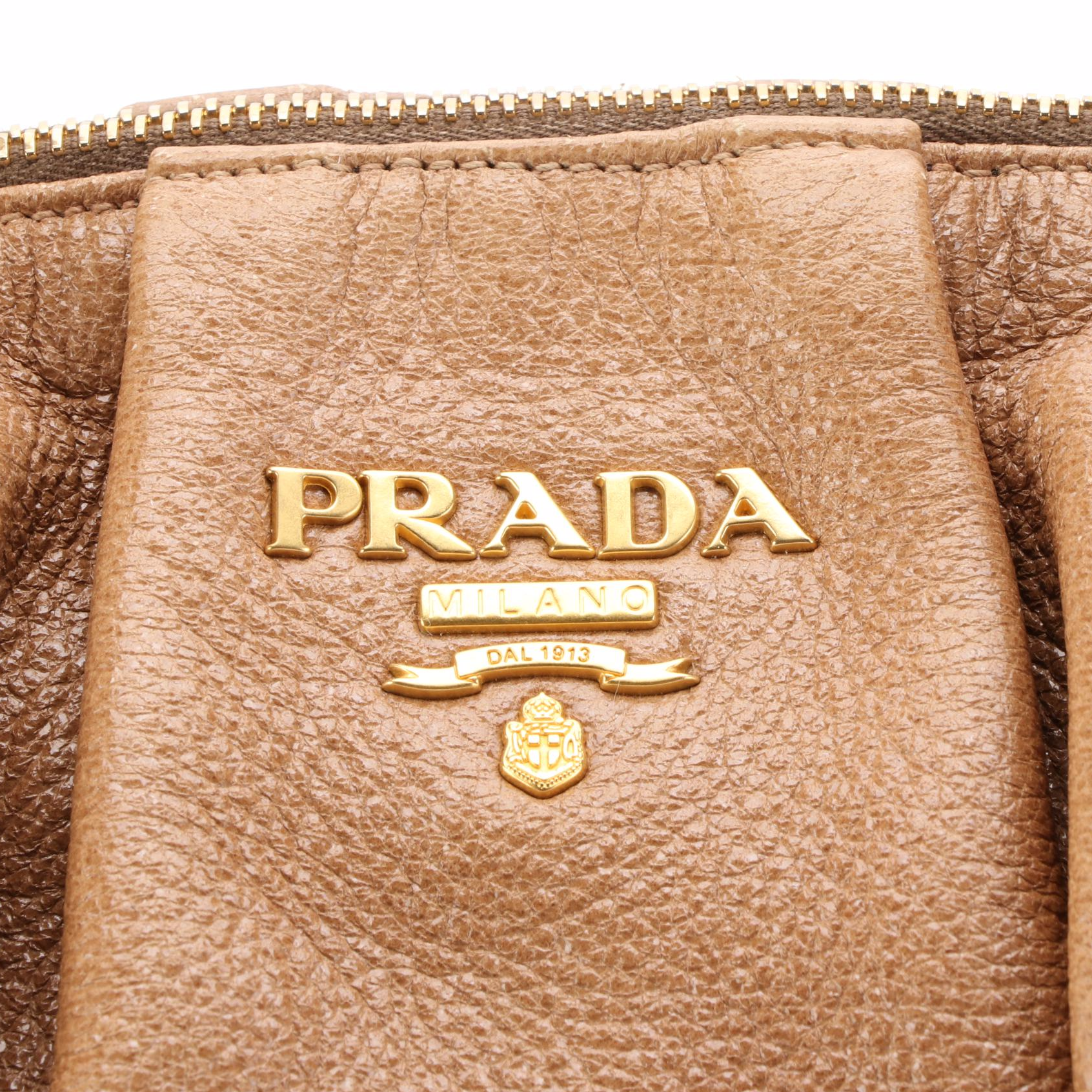 Prada Medium Zip Domed Tote Bag in Cervo Lux Deerskin Leather