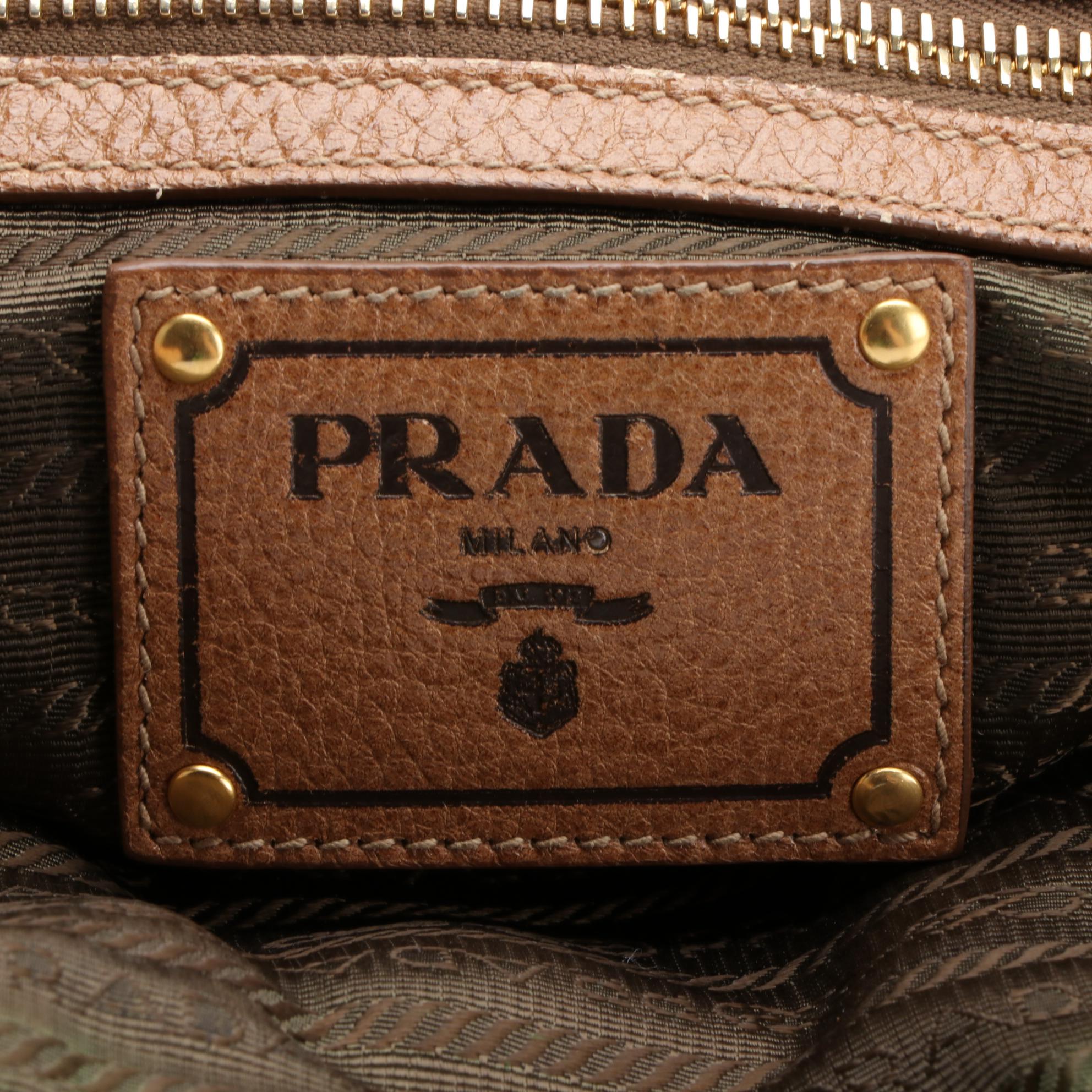 Prada Medium Zip Domed Tote Bag in Cervo Lux Deerskin Leather