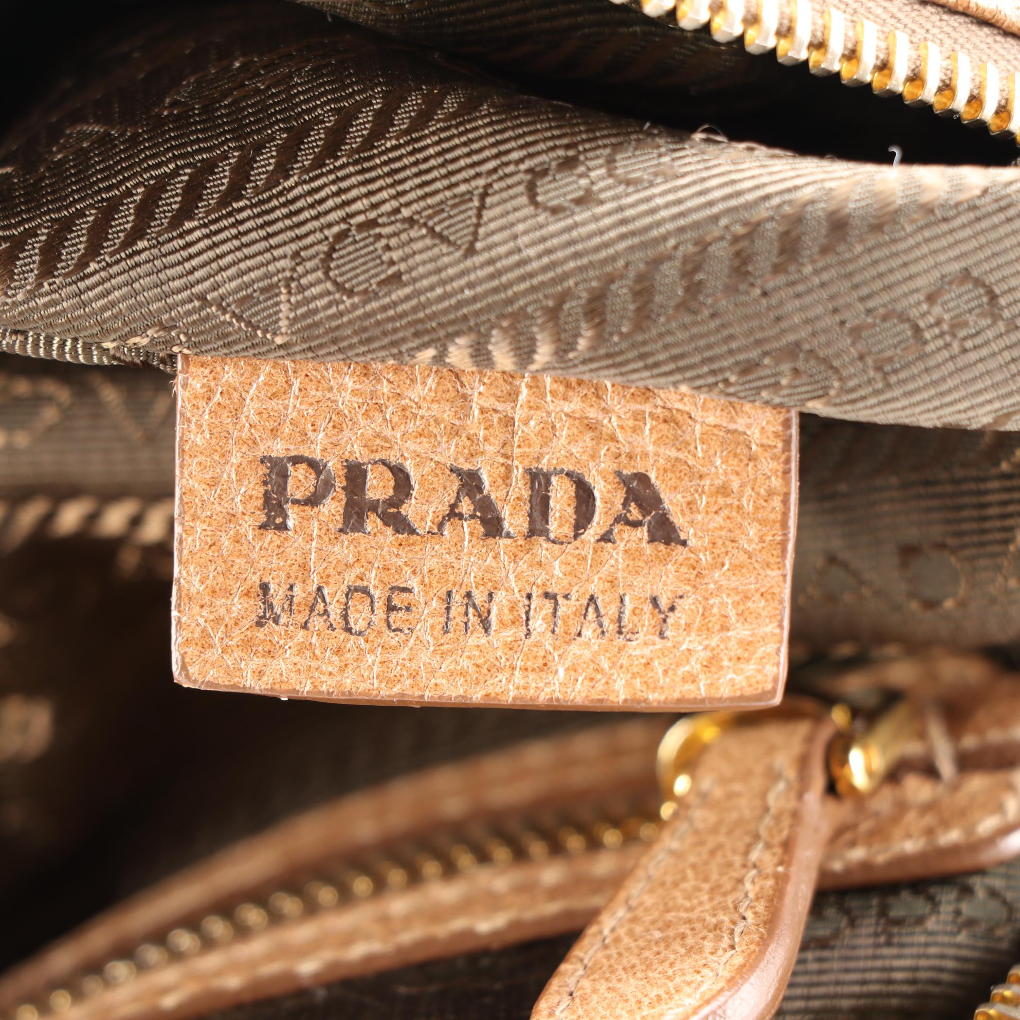 Prada Medium Zip Domed Tote Bag in Cervo Lux Deerskin Leather