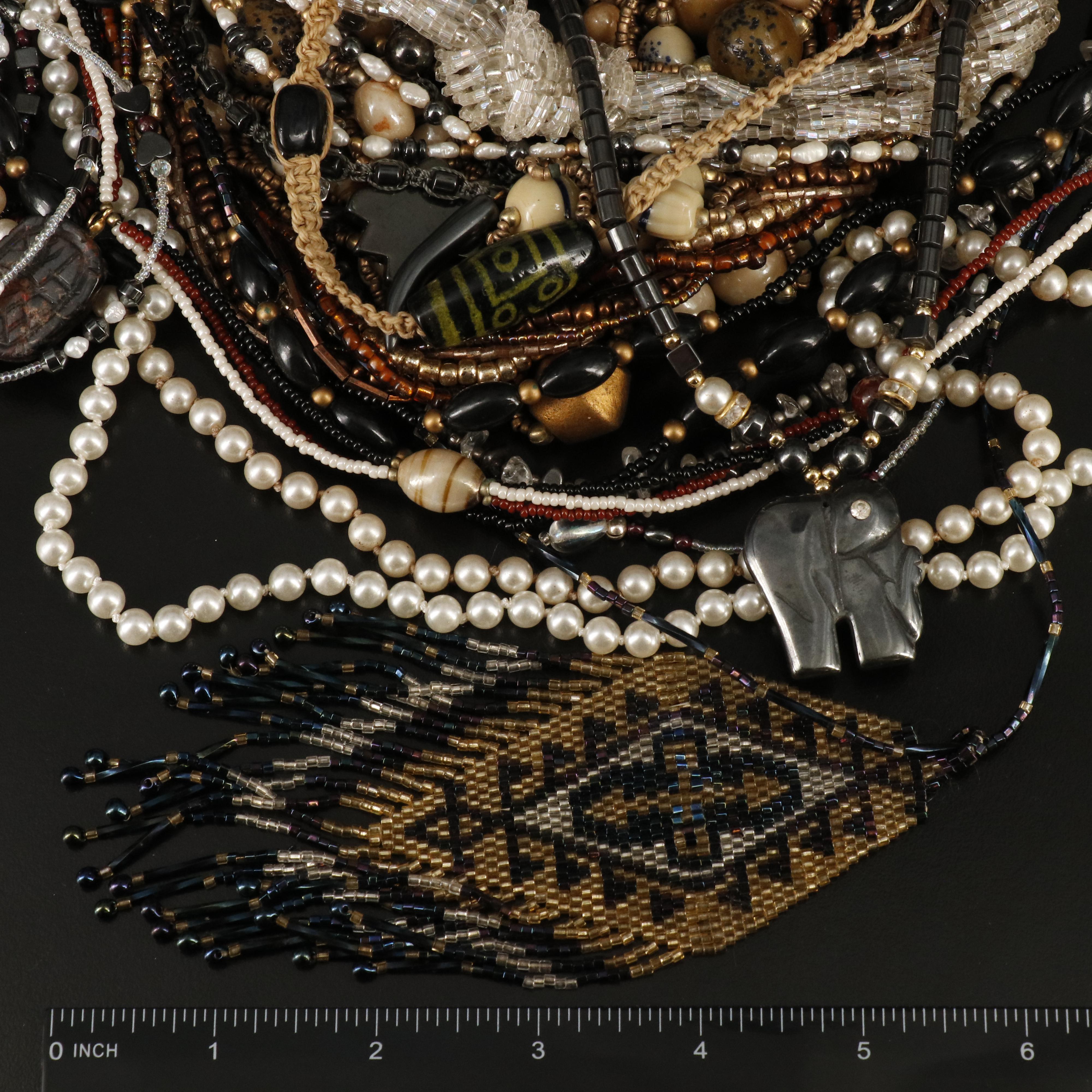 Faux Pearl, Glass and Pearl Necklace Collection