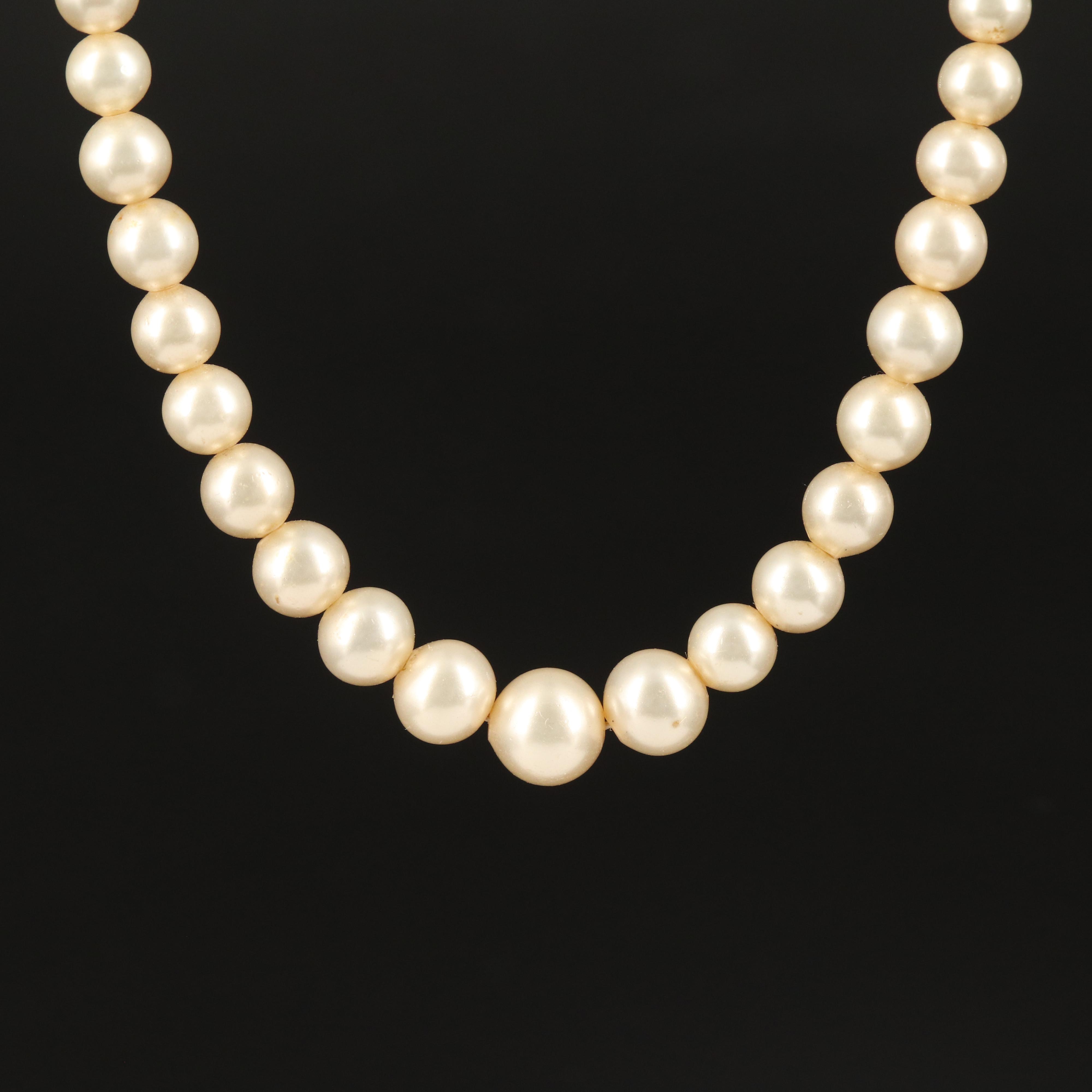 14K Graduated Imitation Pearl Necklace