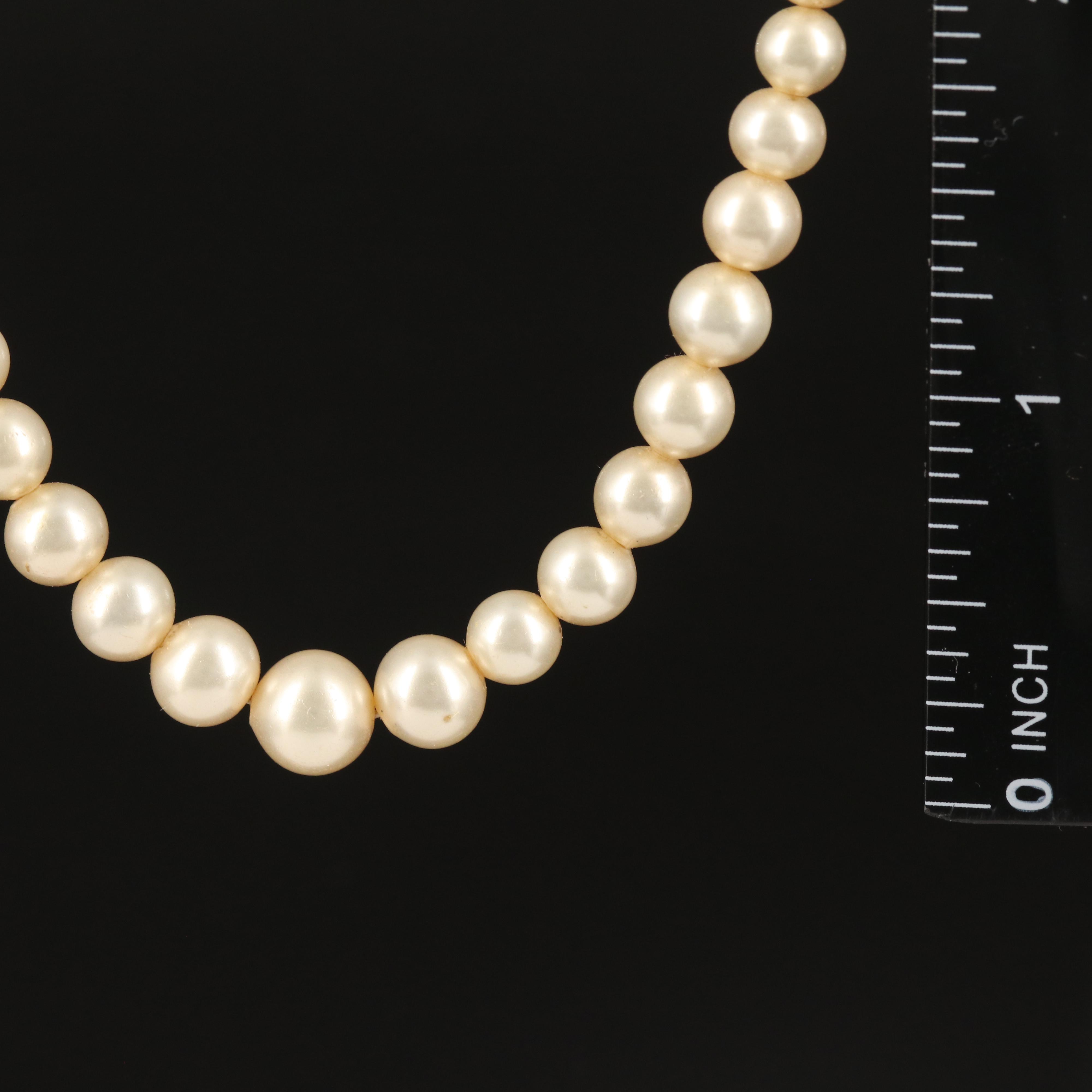14K Graduated Imitation Pearl Necklace