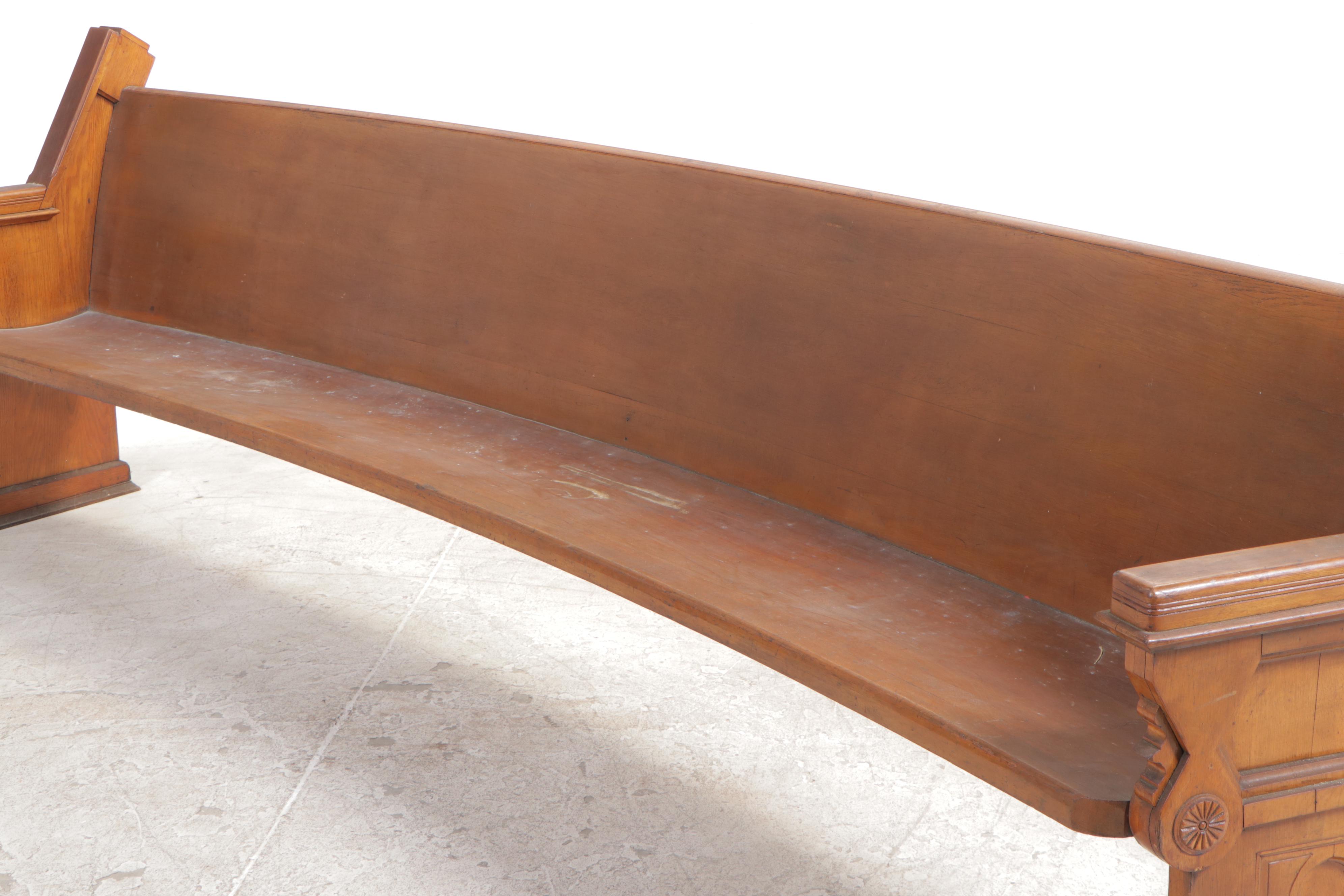 Gothic Revival Wooden Church Pew, Late 19th to Early 20th Century