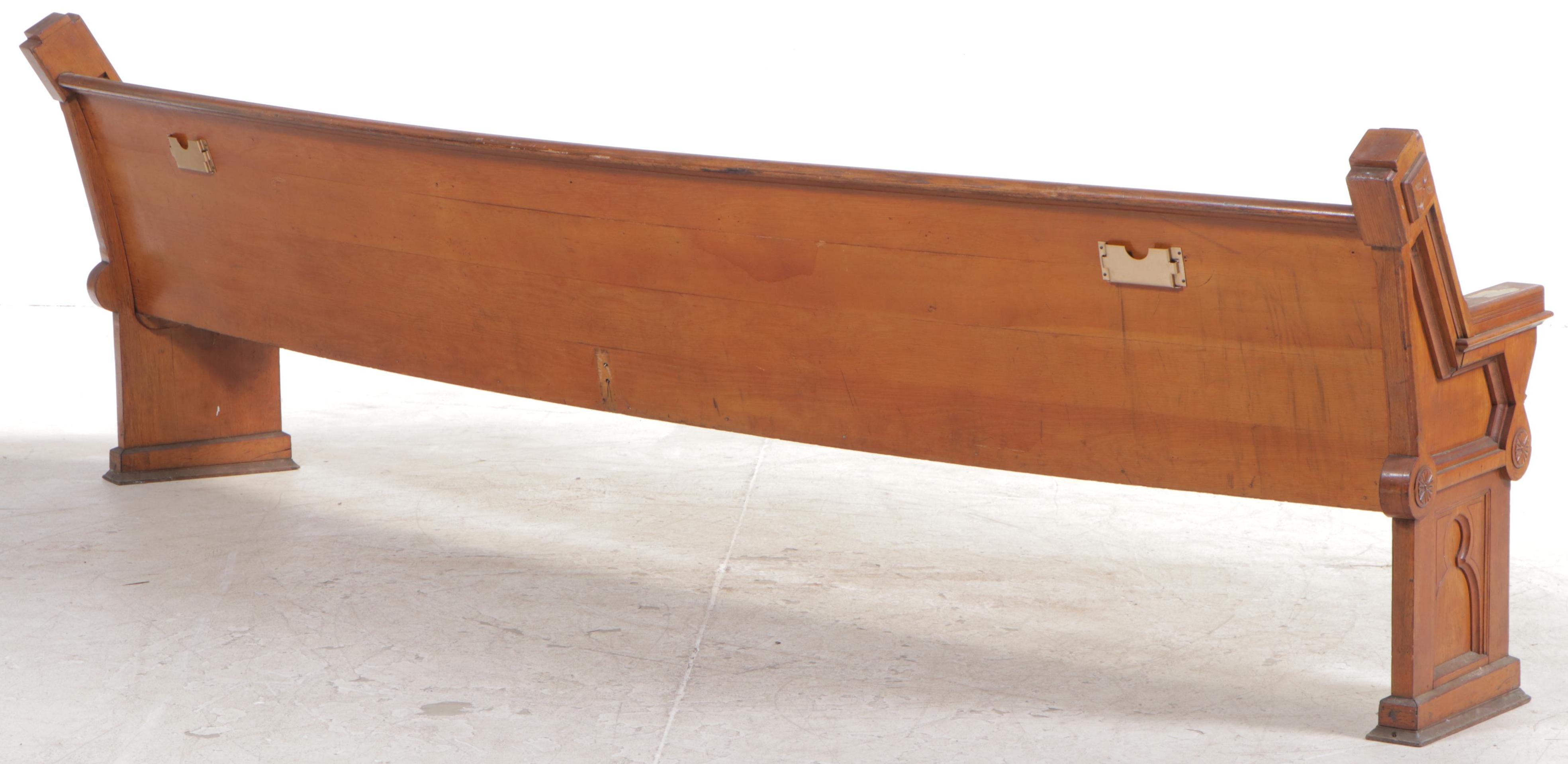 Gothic Revival Wooden Church Pew, Late 19th to Early 20th Century