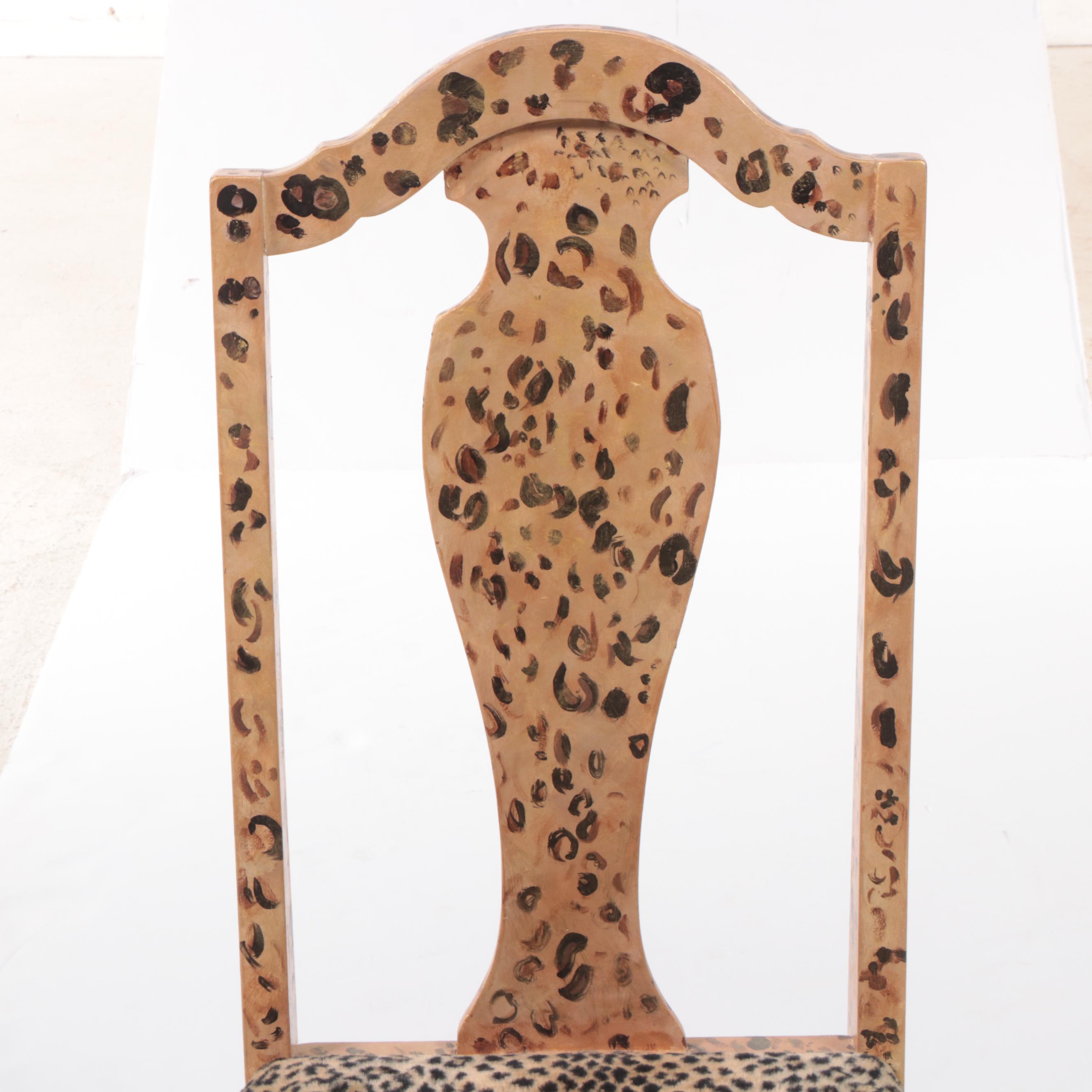 Hand-Painted Oak "Tiger" Chair, signed "MJ Mastruserio"