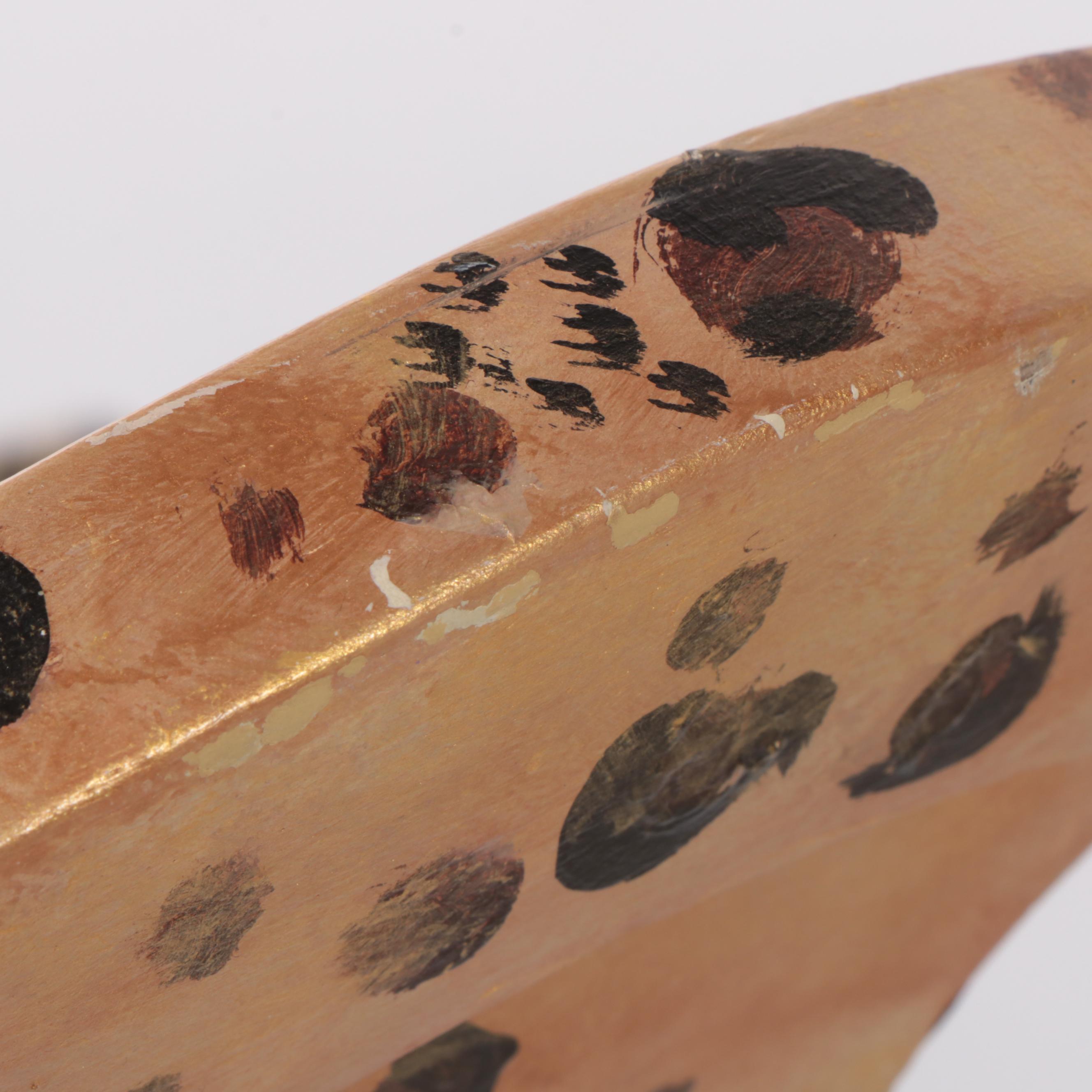 Hand-Painted Oak "Tiger" Chair, signed "MJ Mastruserio"