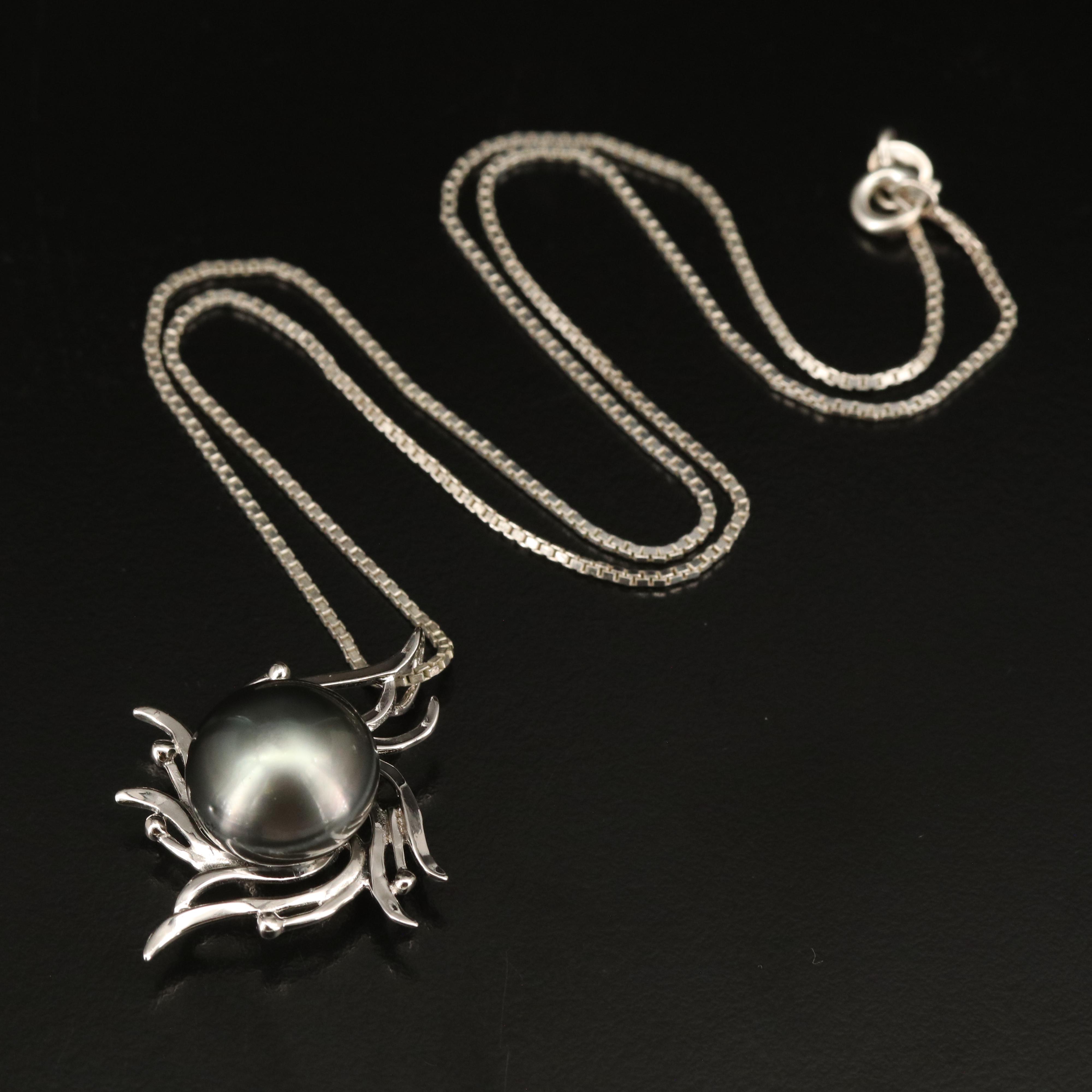 Sterling Pearl Pendant Necklace