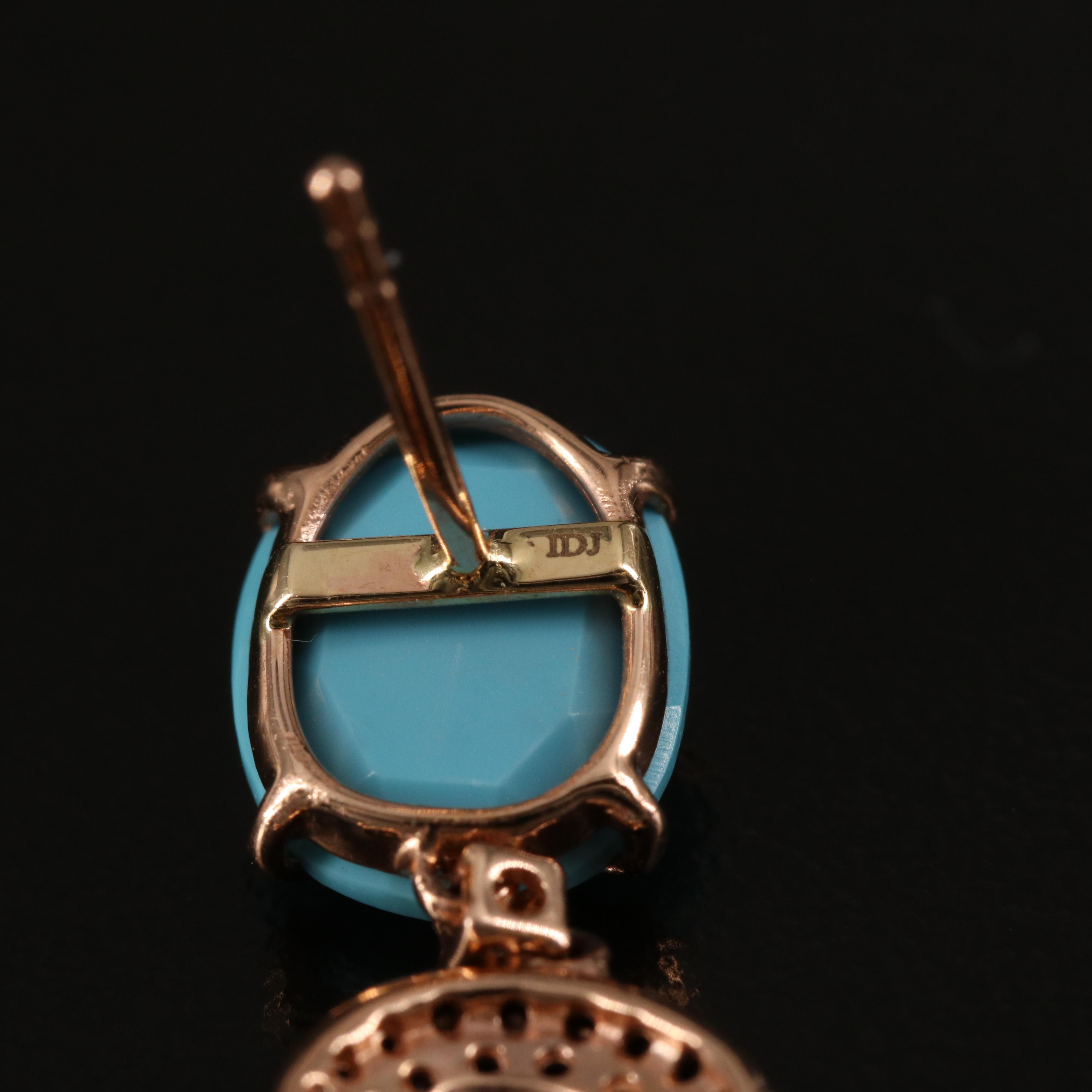 14K Rose Gold Turquoise and 1.40 CTW Diamond Earrings
