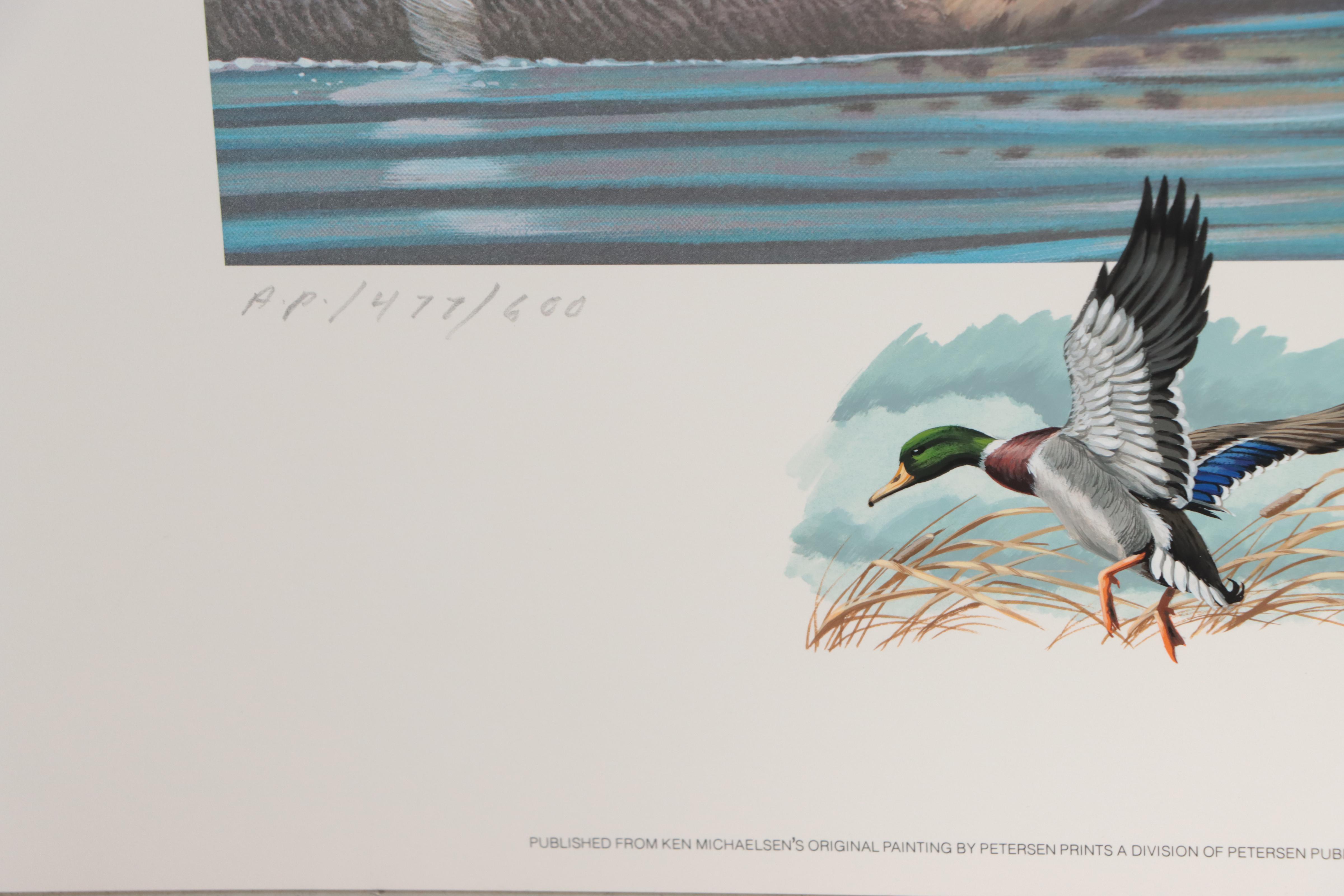 Waterfowl Themed Offset Lithographs With Hand-Painted Remarques