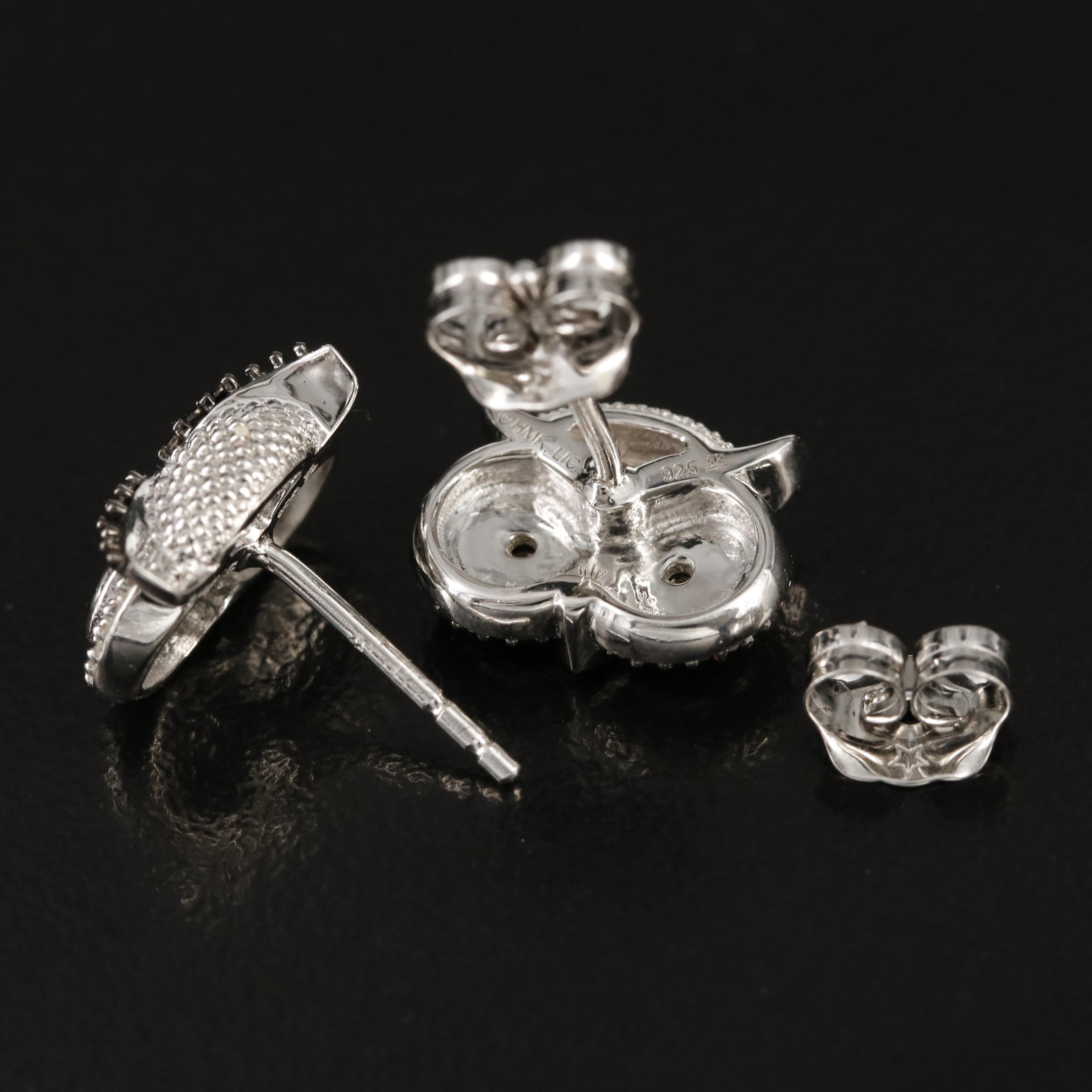 Hallmark Sterling Diamond Owl Earrings