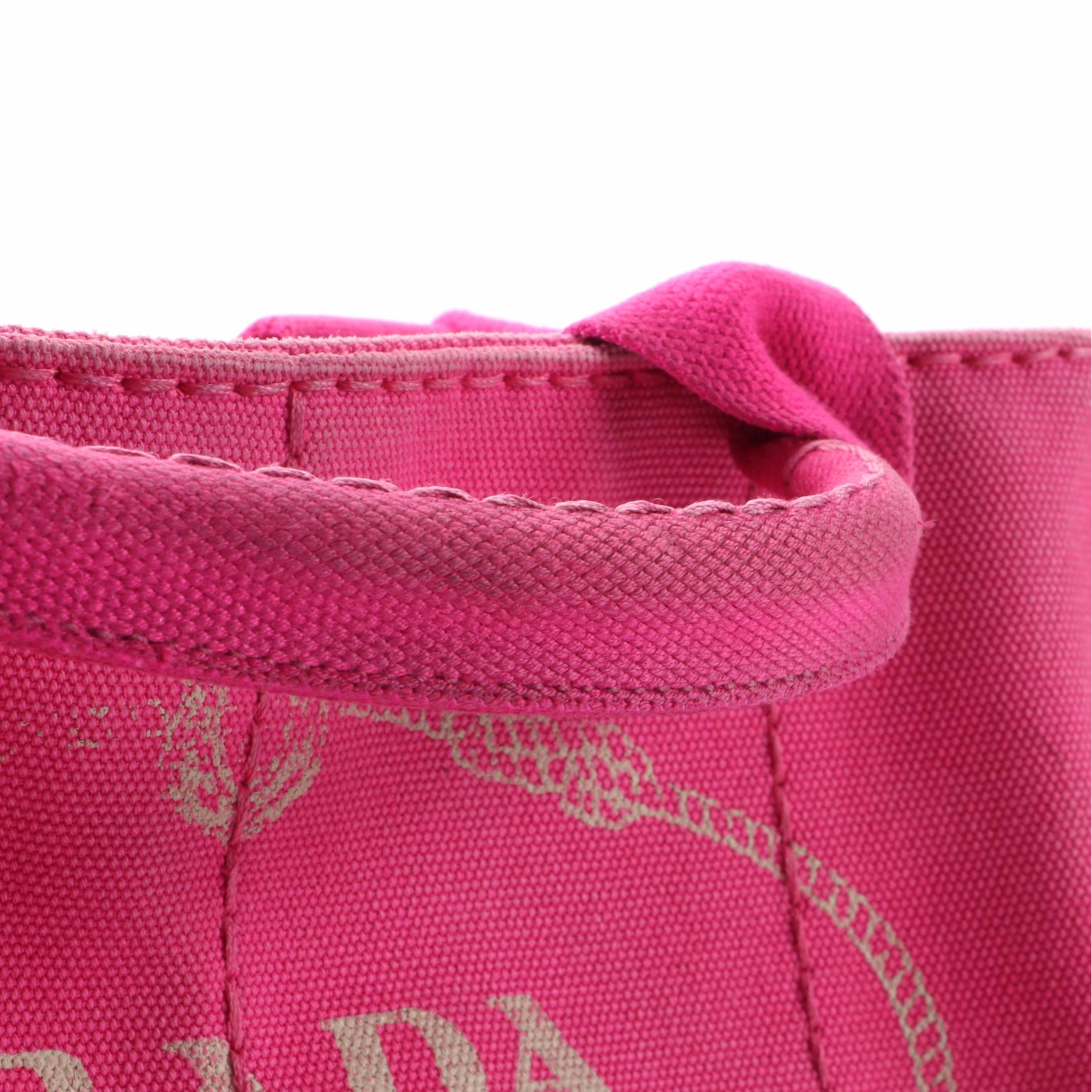 Prada Small Logo Tote in Fuchsia Canvas with Shoulder Strap
