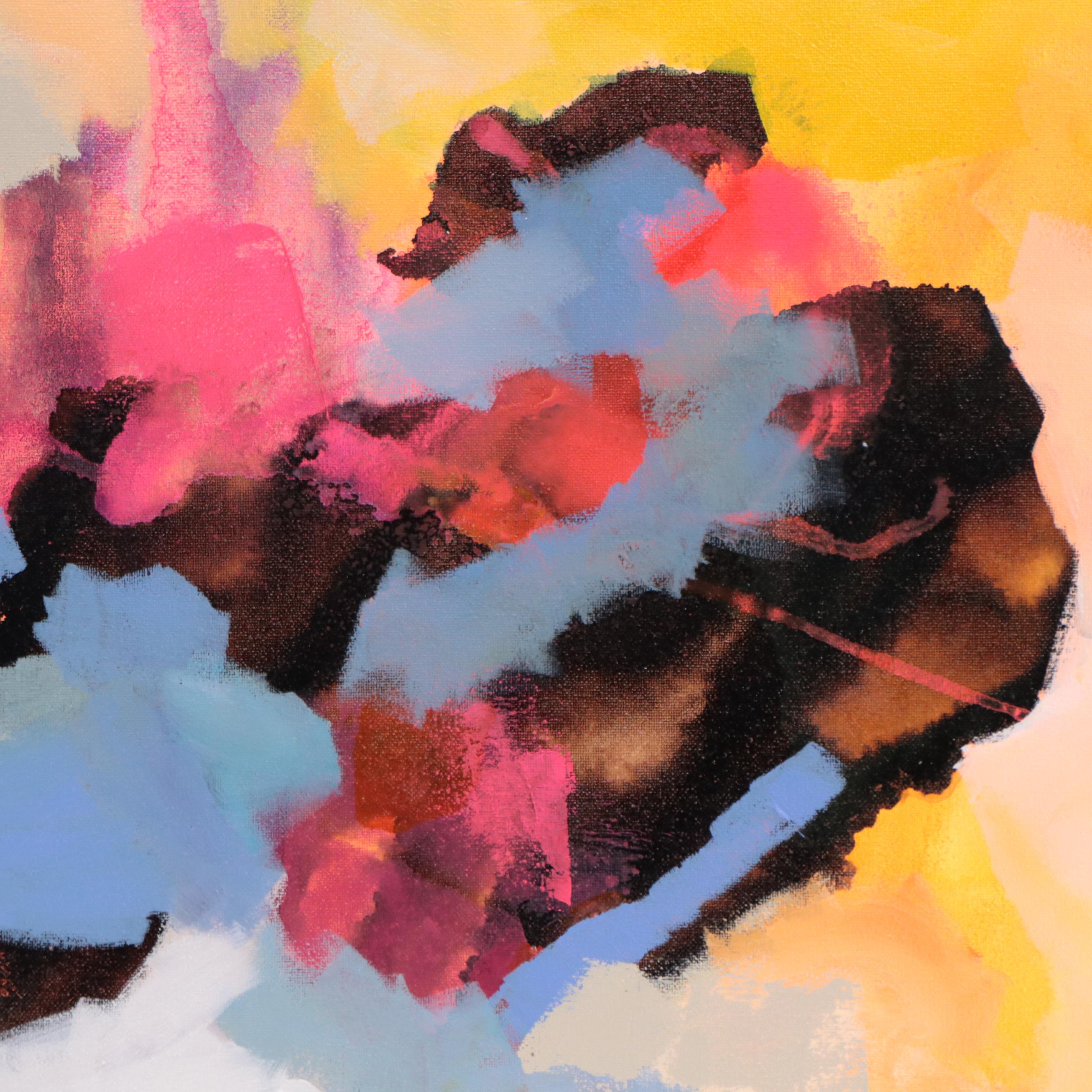 Milagros Pongo Abstract Mixed Media Painting "Auroras," 21st Century