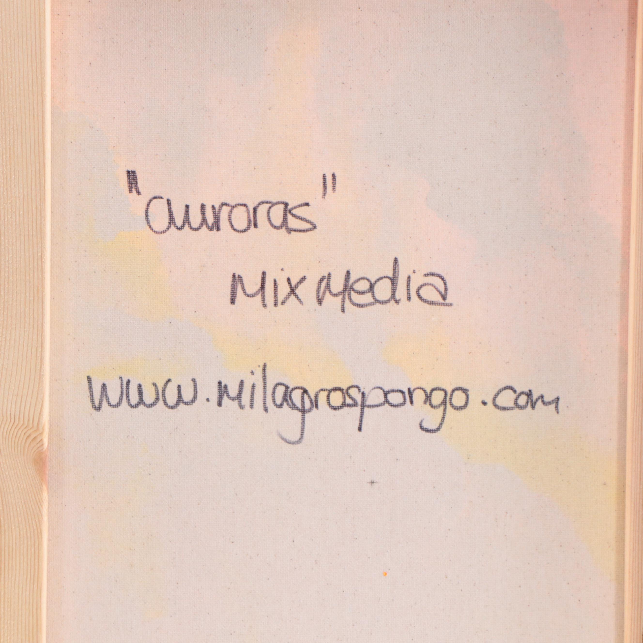 Milagros Pongo Abstract Mixed Media Painting "Auroras," 21st Century